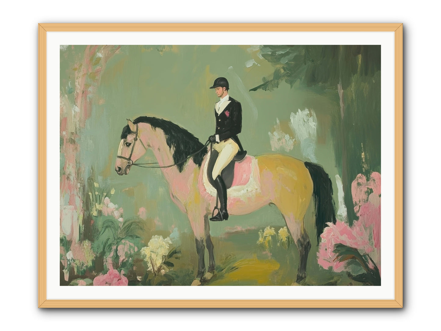 Evergreen Gallop -- Framed Print - Natural 48x36