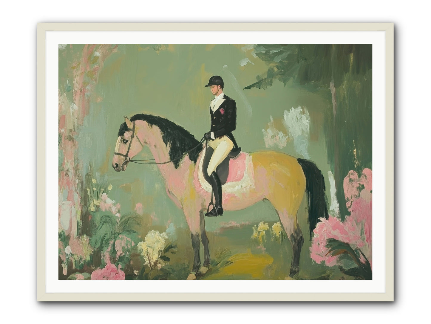 Evergreen Gallop -- Framed Print - White 48x36