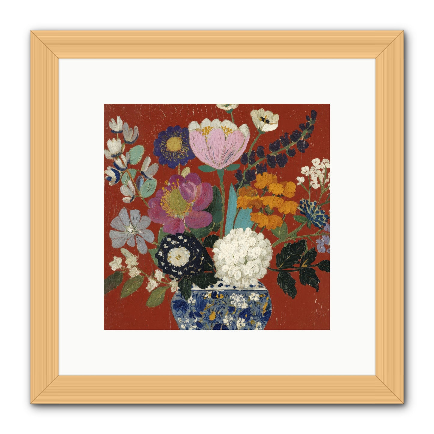 Everything in Bloom -- Framed Print - Natural 10x10