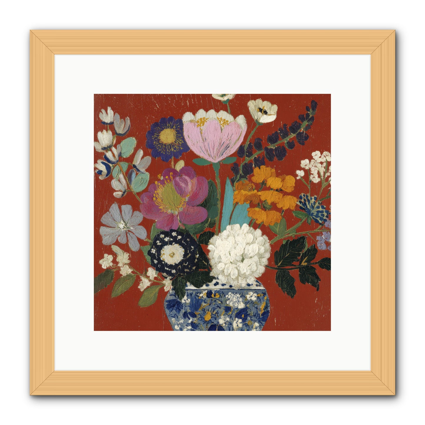 Everything in Bloom -- Framed Print - Natural 12x12