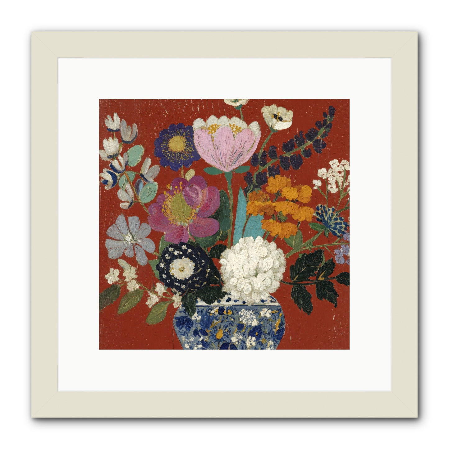 Everything in Bloom -- Framed Print - White 12x12