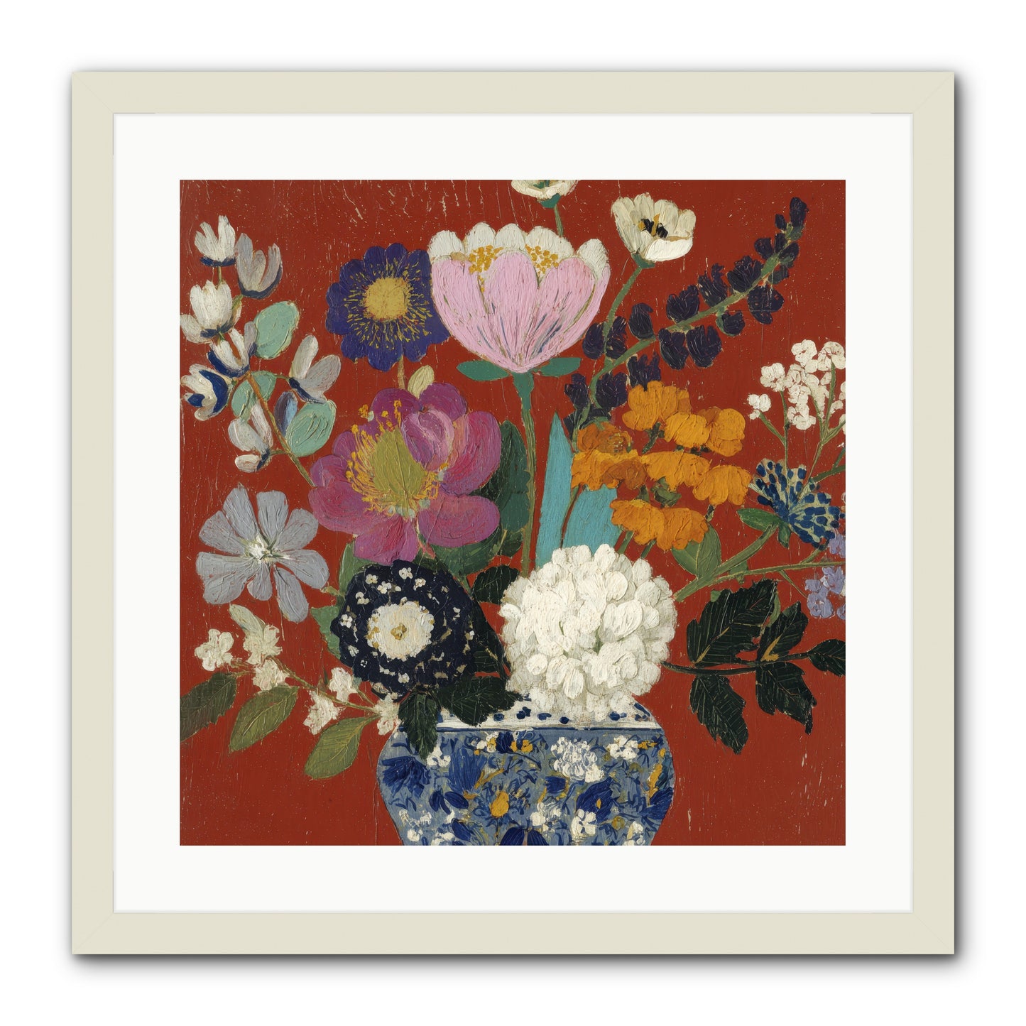 Everything in Bloom -- Framed Print - White 20x20