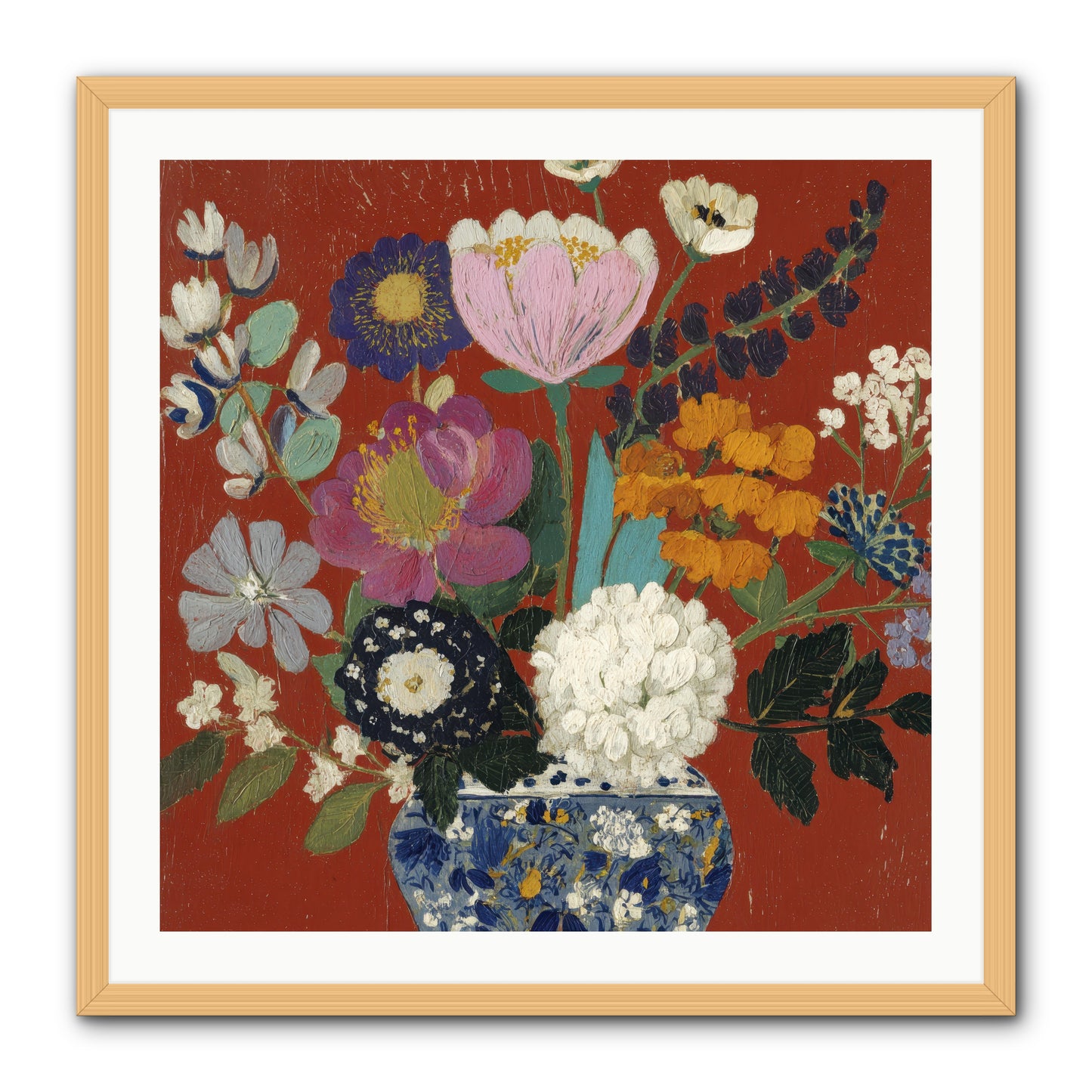 Everything in Bloom -- Framed Print - Natural 30x30