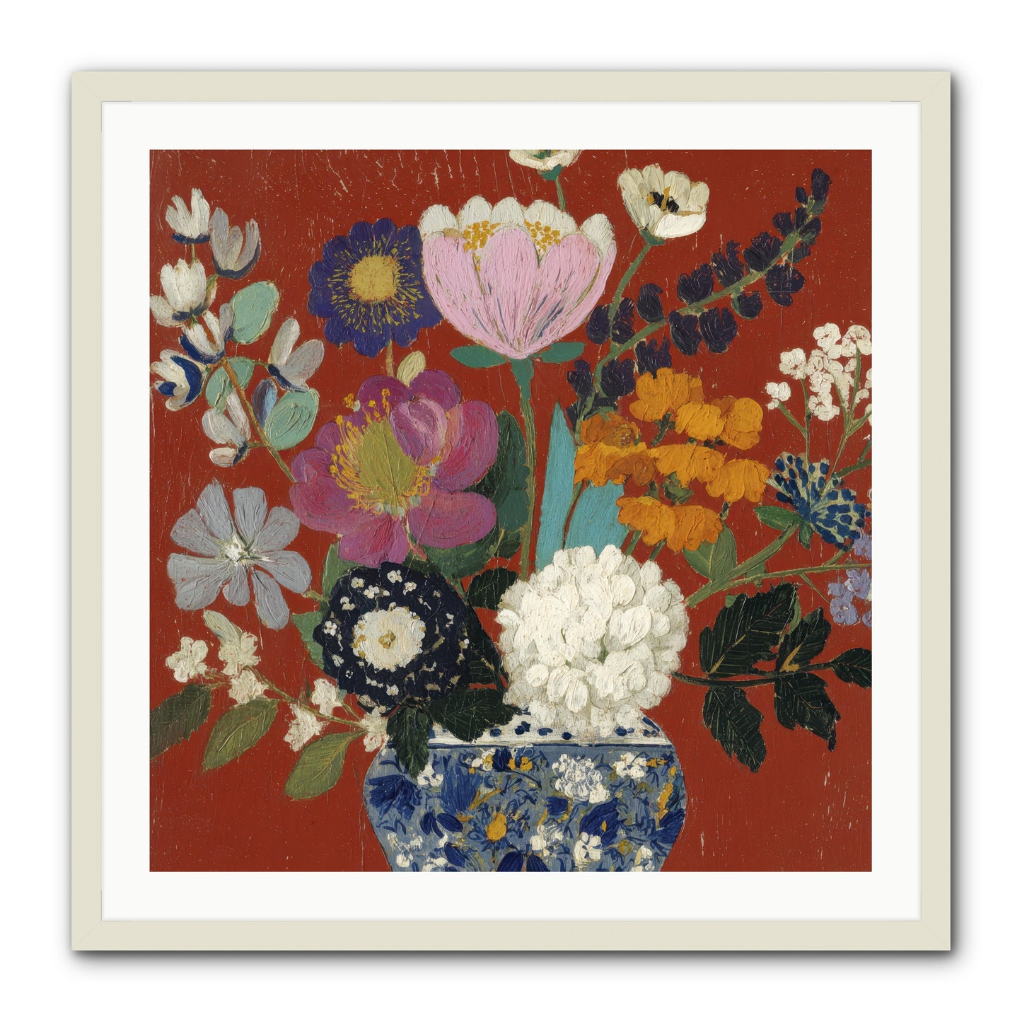 Everything in Bloom -- Framed Print - White 30x30