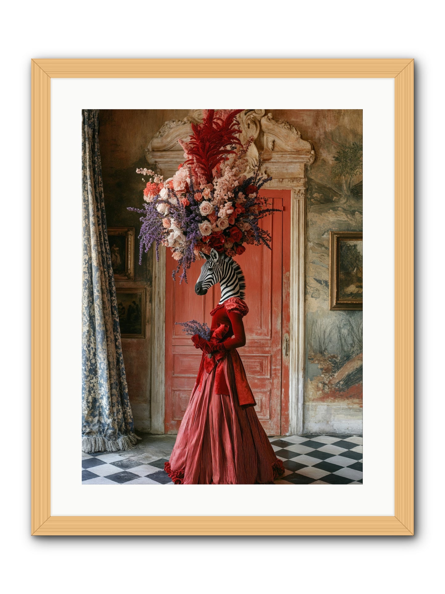 Extravagant Hearts Garden BetterRez -- Framed Print - Natural 18x24