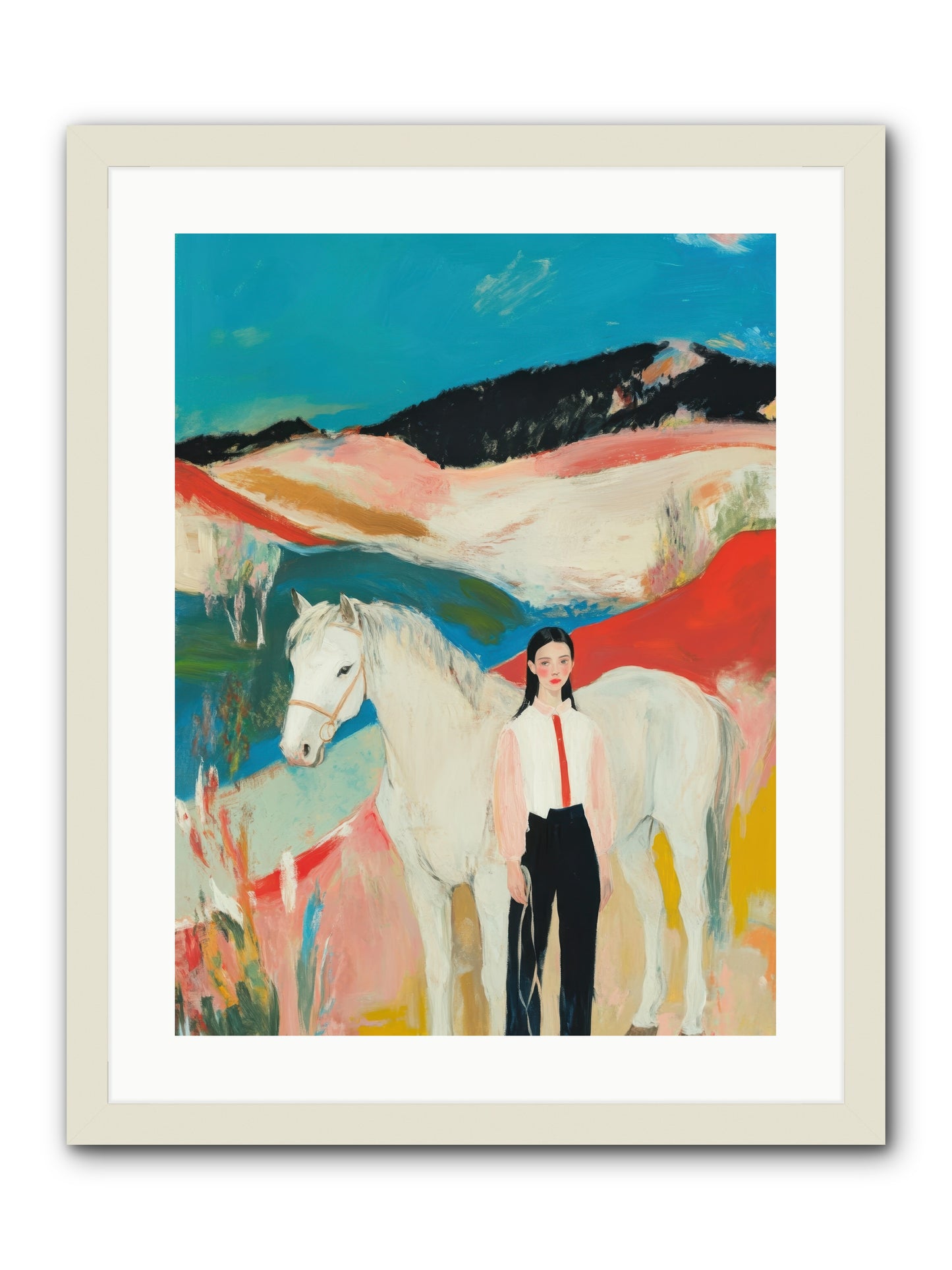 Faithful Hooves & Heartstrings -- Framed Print - White 18x24