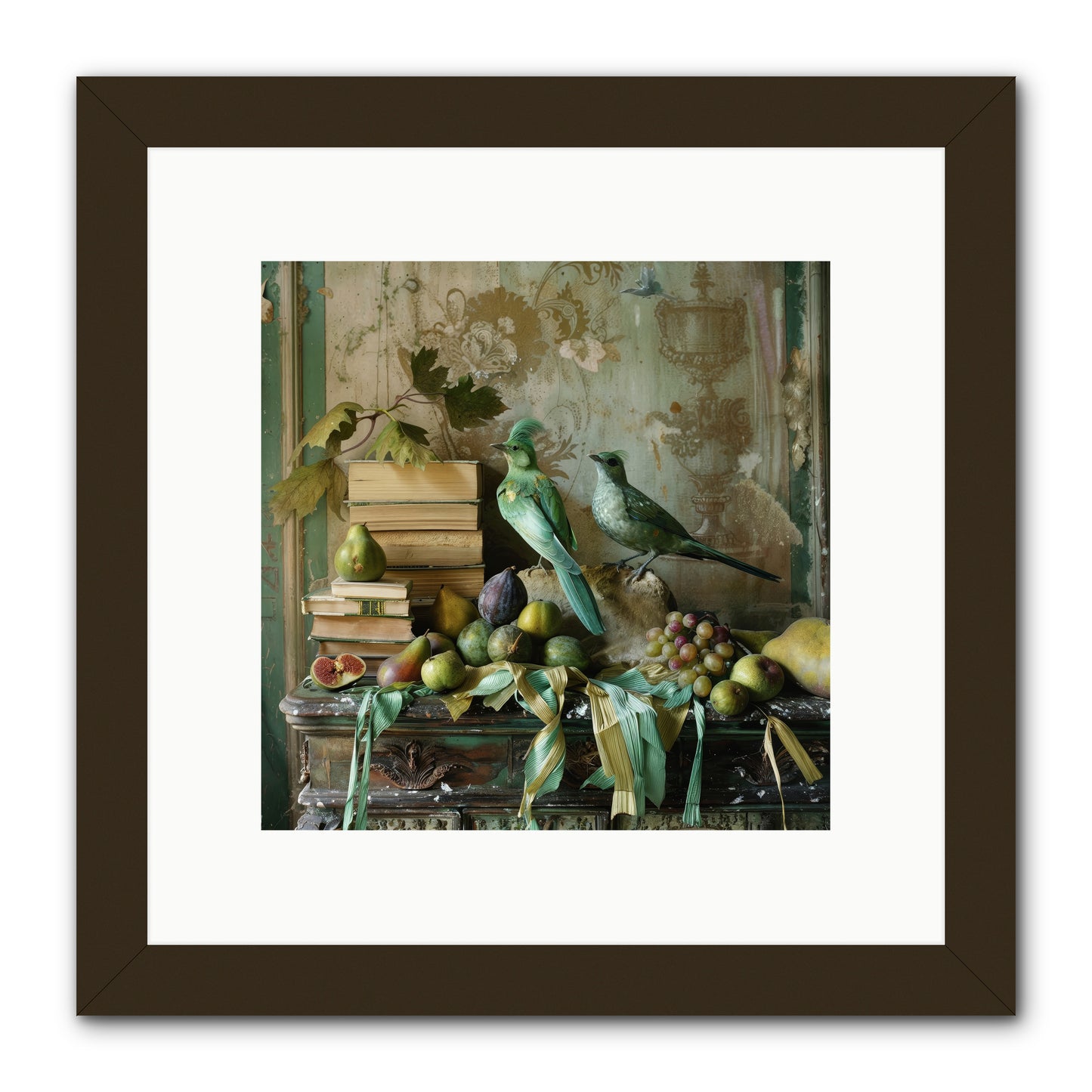 Feathered Tales Untold -- Framed Print - Black 10x10