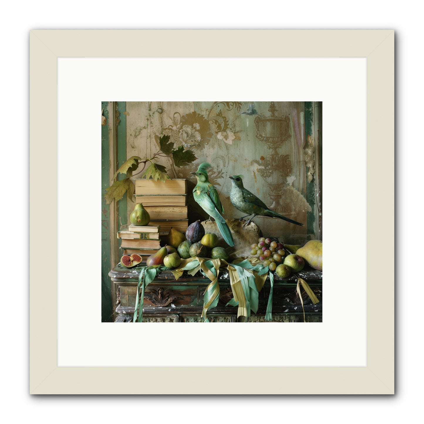 Feathered Tales Untold -- Framed Print - White 10x10