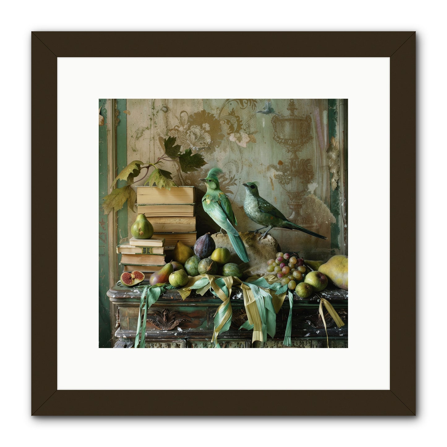 Feathered Tales Untold -- Framed Print - Black 12x12