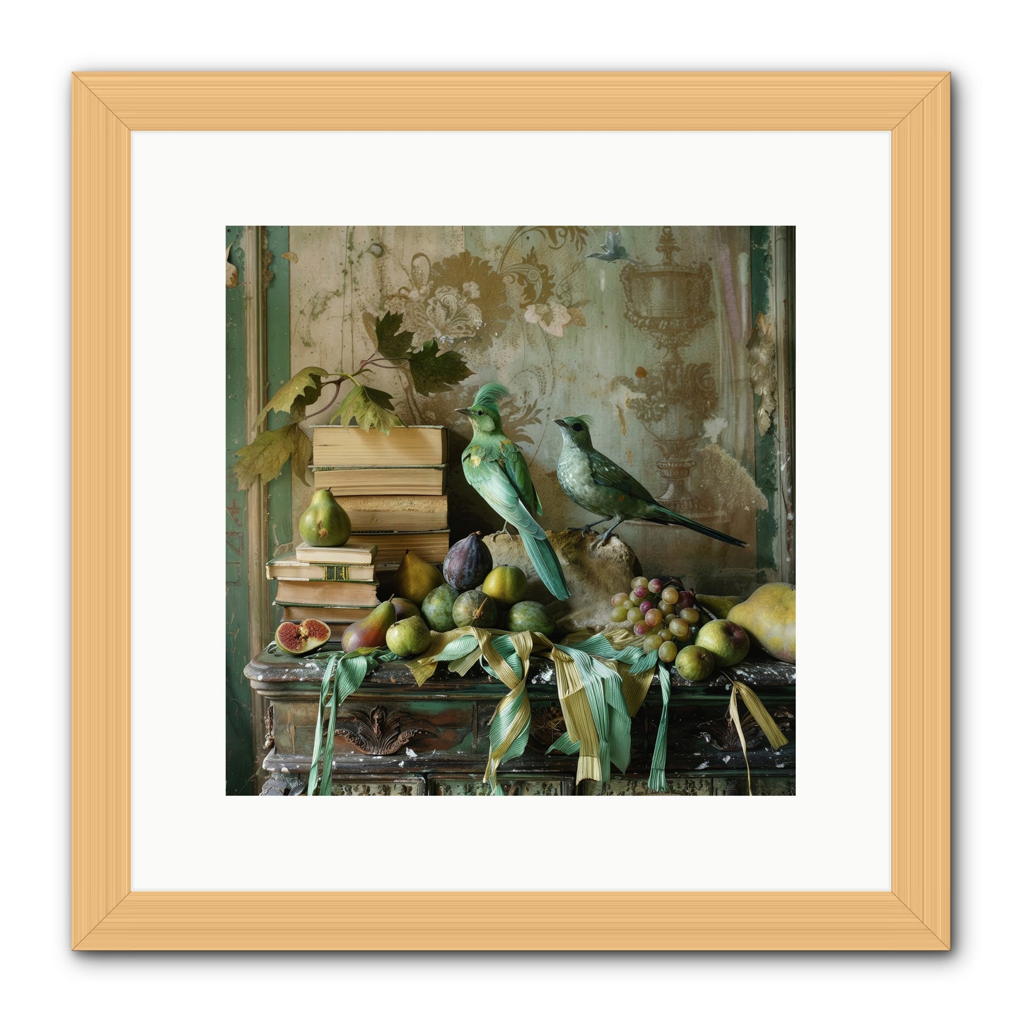 Feathered Tales Untold -- Framed Print - Natural 12x12