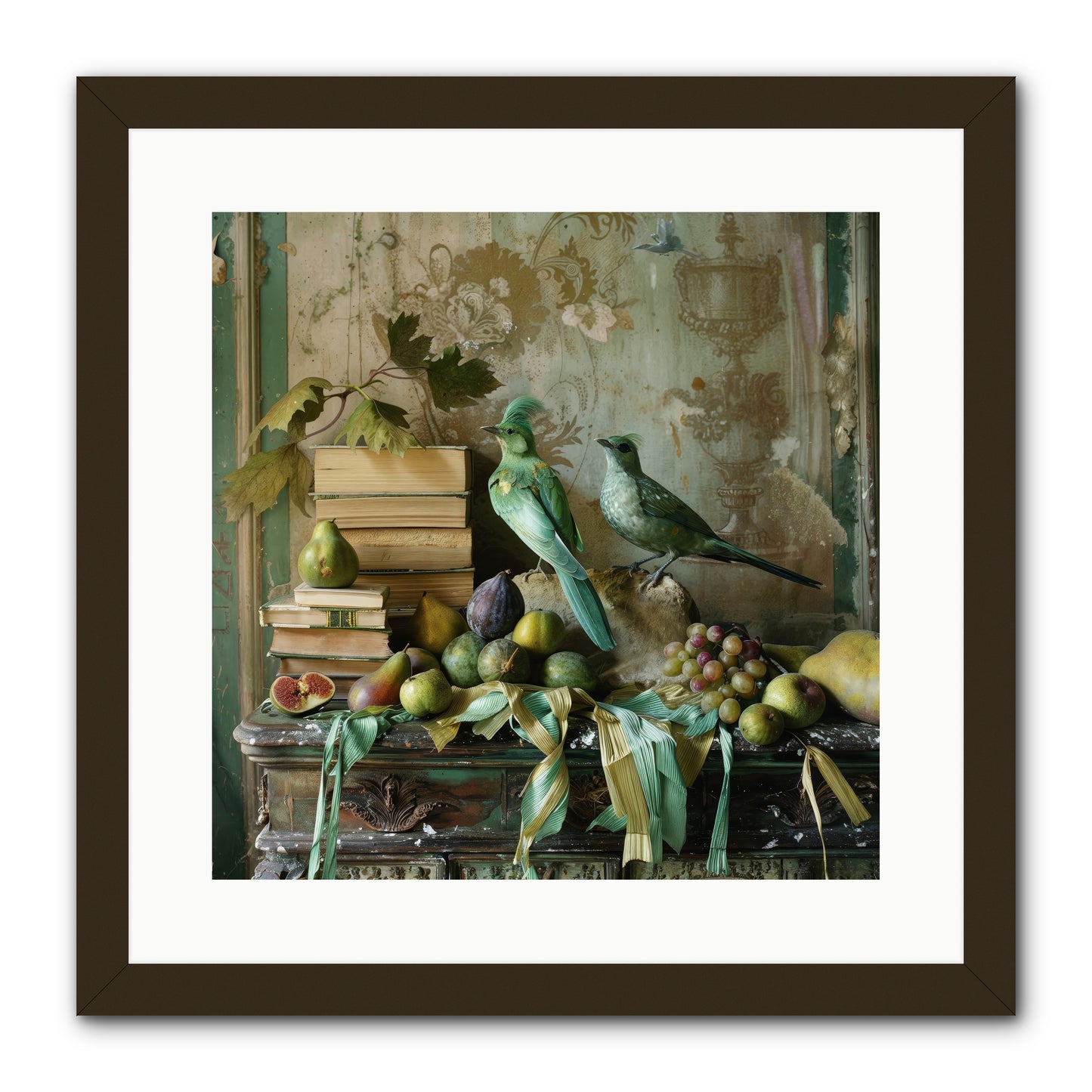 Feathered Tales Untold -- Framed Print - Black 16x16