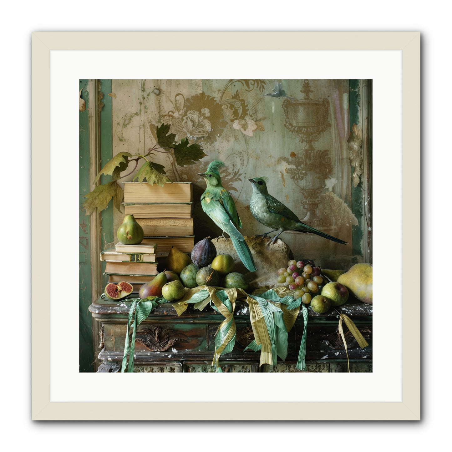 Feathered Tales Untold -- Framed Print - White 20x20