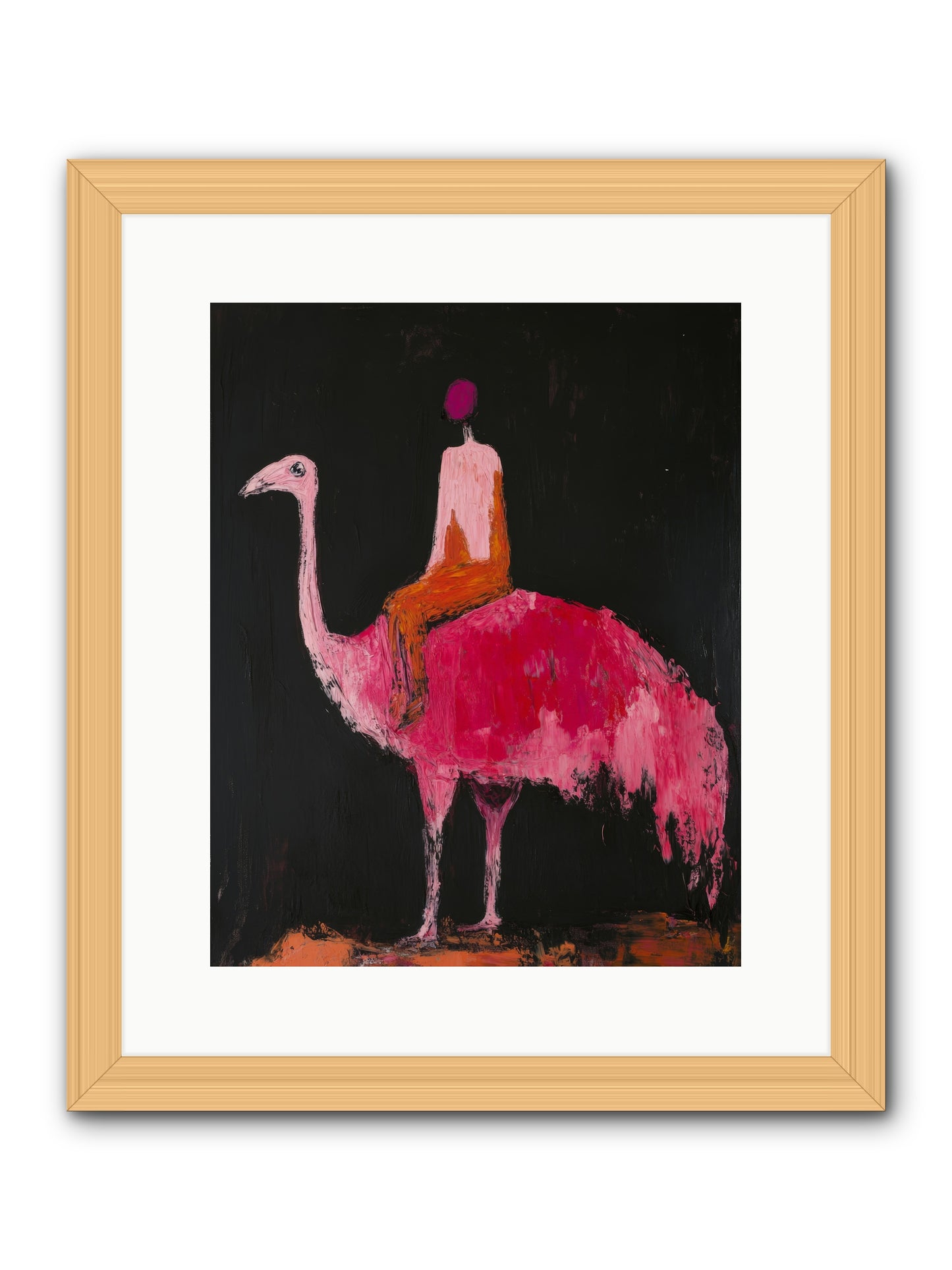 Feathers Meet Fancy -- Framed Print - Natural 12x15