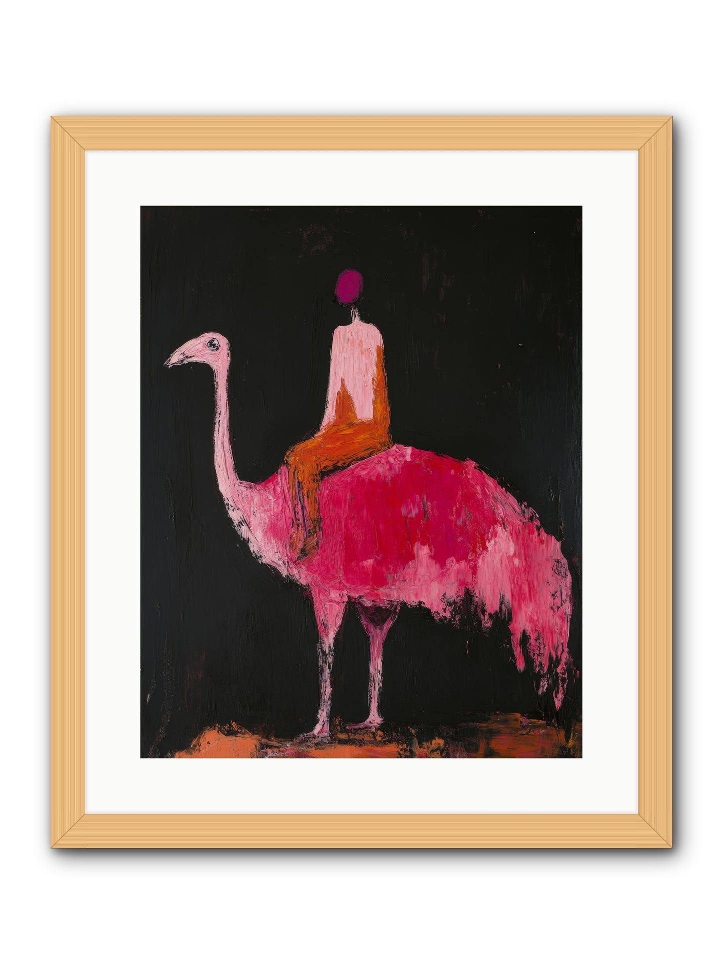 Feathers Meet Fancy -- Framed Print - Natural 16x20