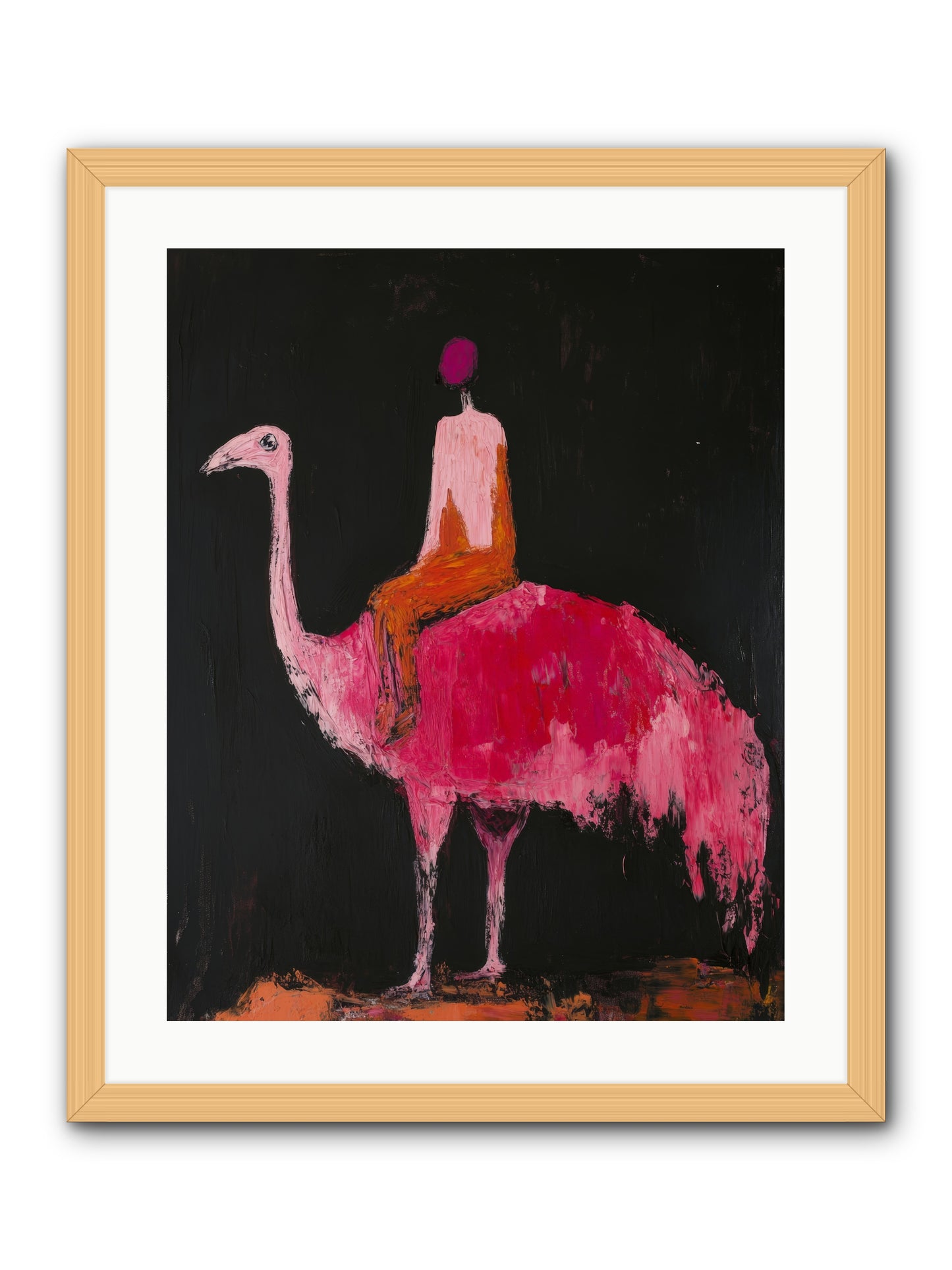 Feathers Meet Fancy -- Framed Print - Natural 20x25
