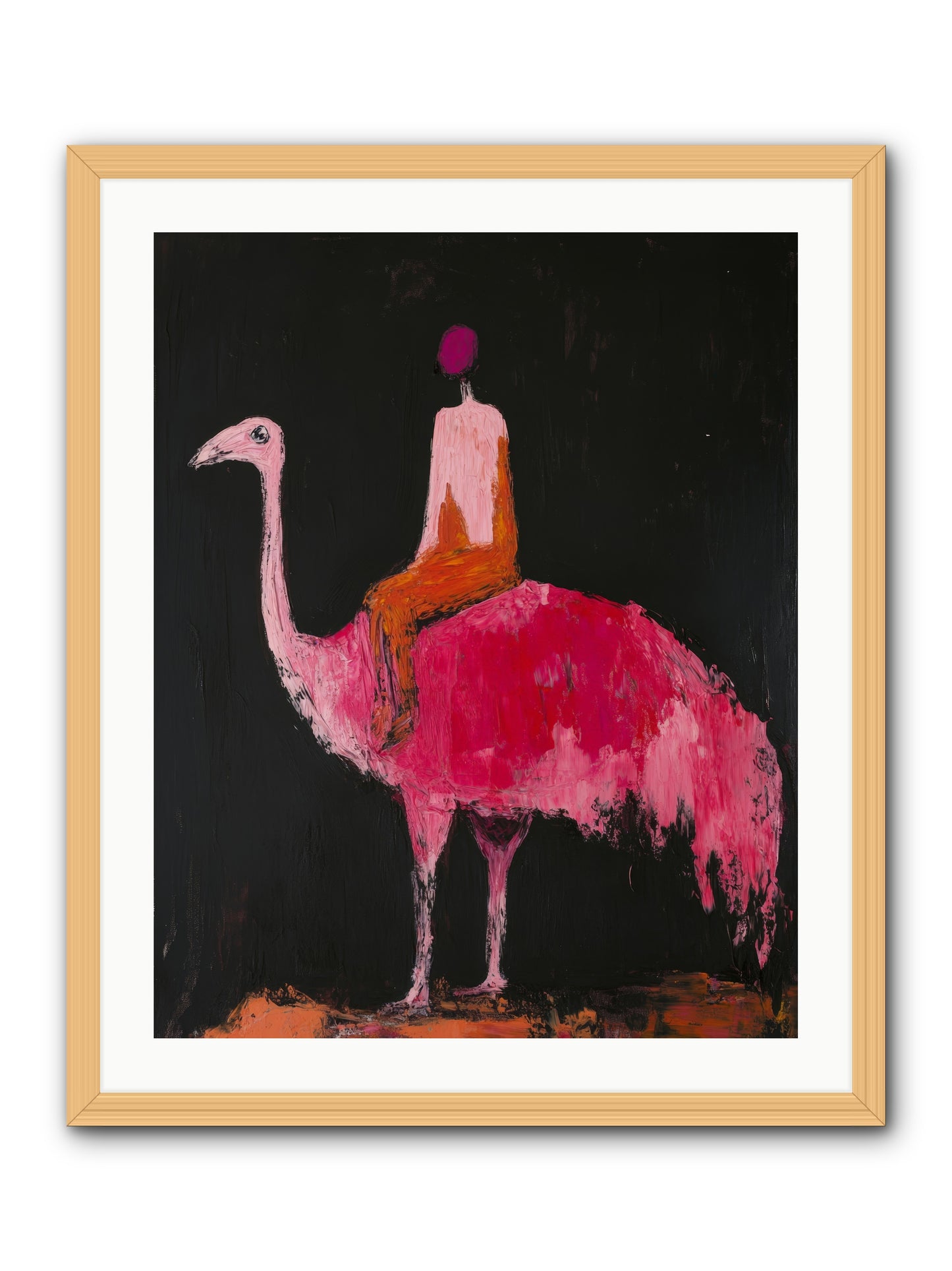 Feathers Meet Fancy -- Framed Print - Natural 24x30