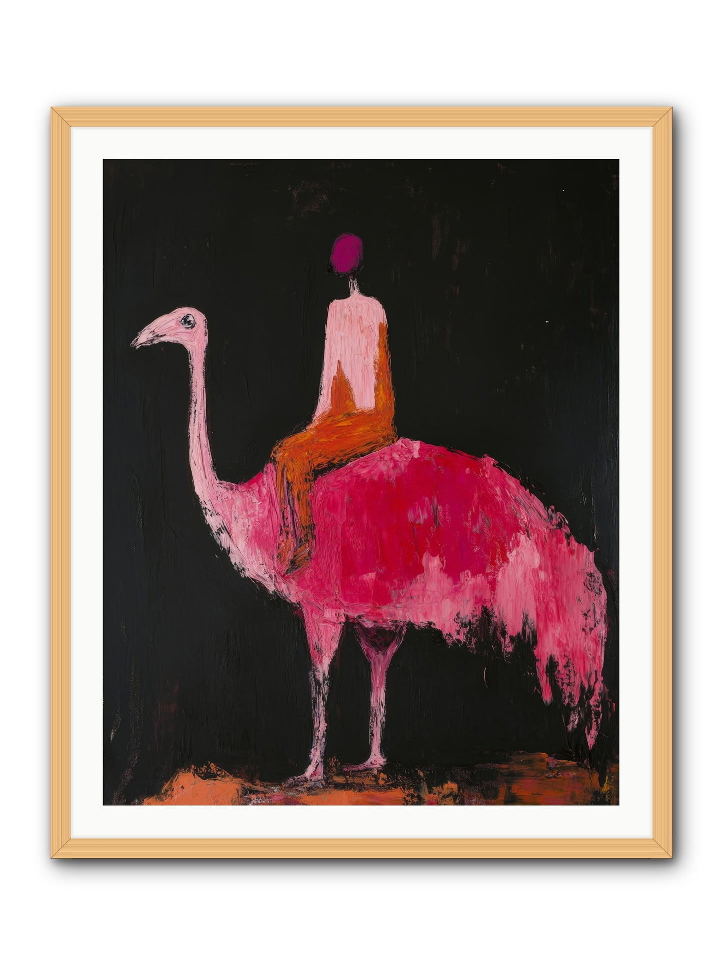 Feathers Meet Fancy -- Framed Print - Natural 32x40
