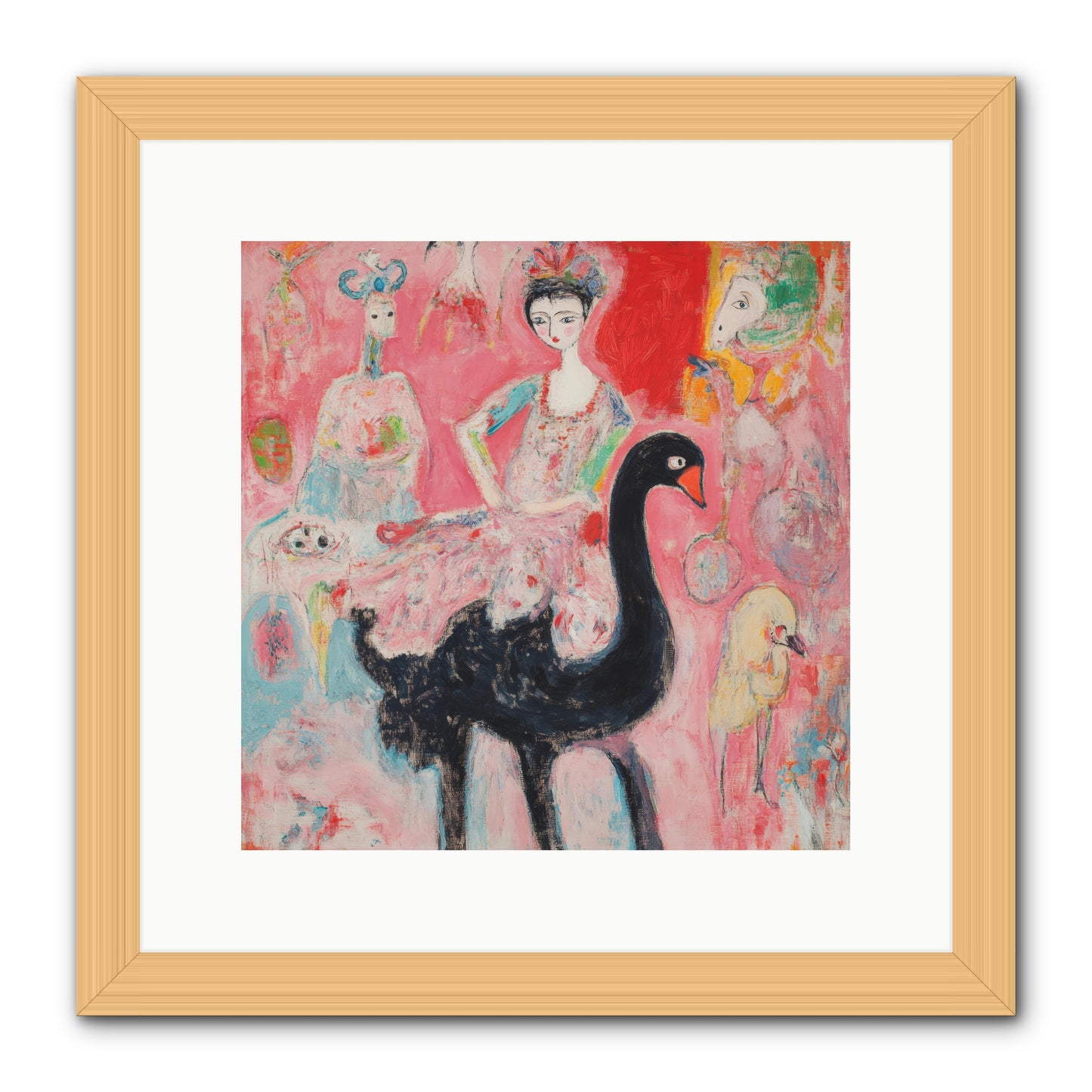 Feathers Wore Crowns -- Framed Print - Natural 12x12