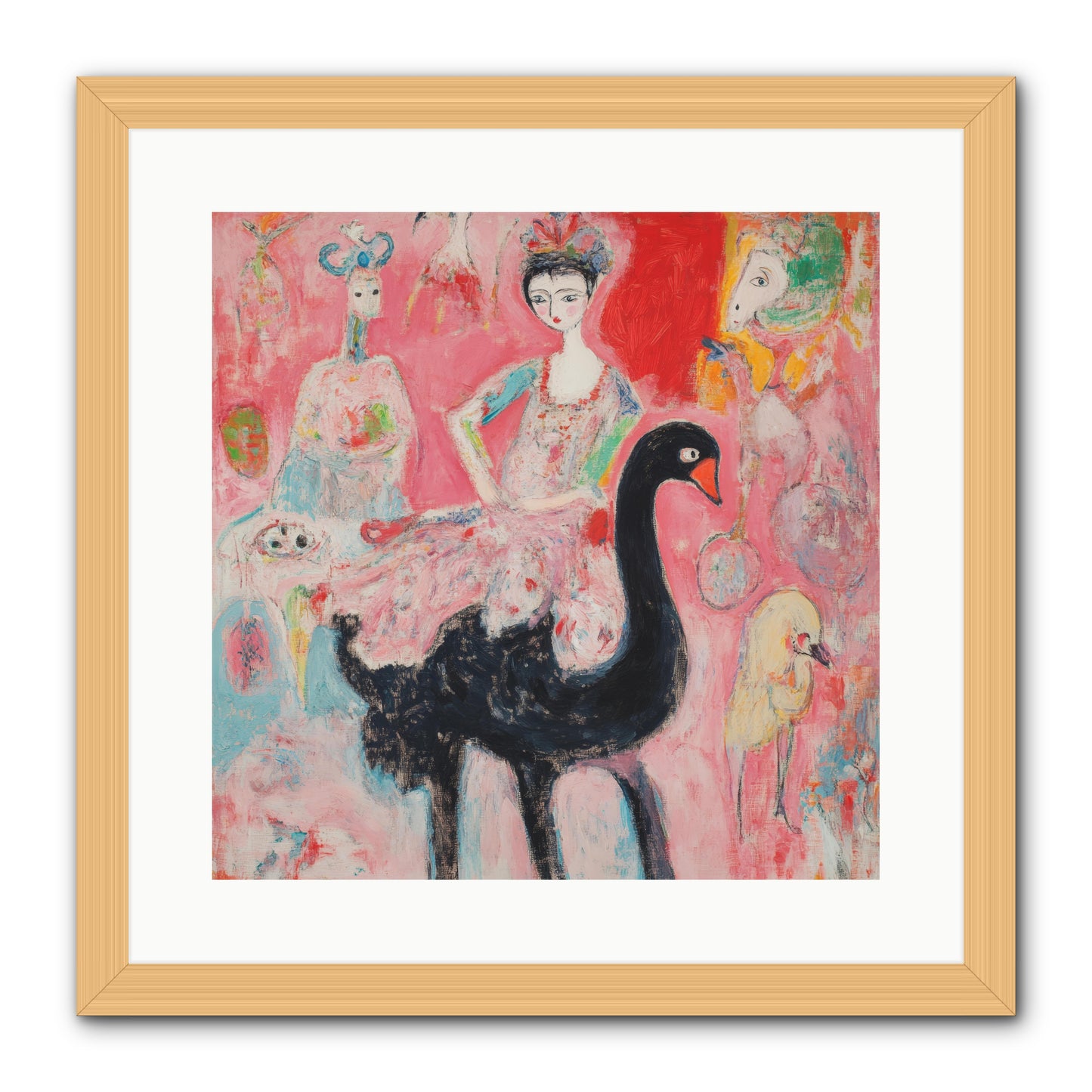 Feathers Wore Crowns -- Framed Print - Natural 16x16