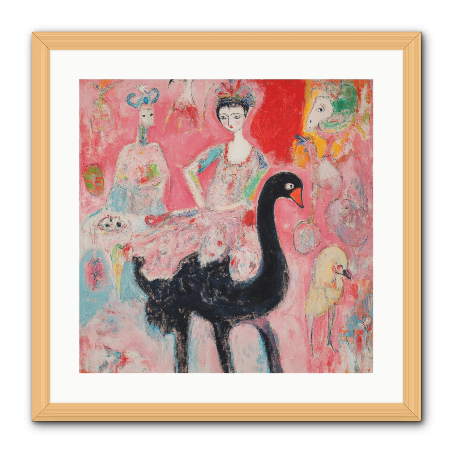 Feathers Wore Crowns -- Framed Print - Natural 20x20