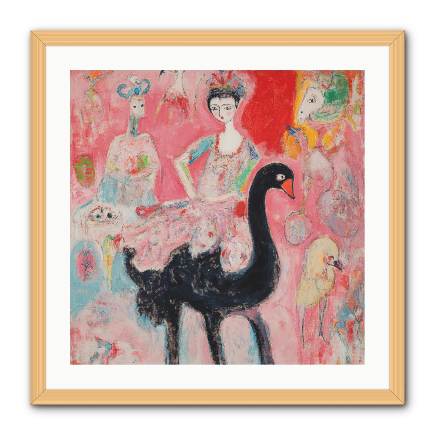 Feathers Wore Crowns -- Framed Print - Natural 24x24