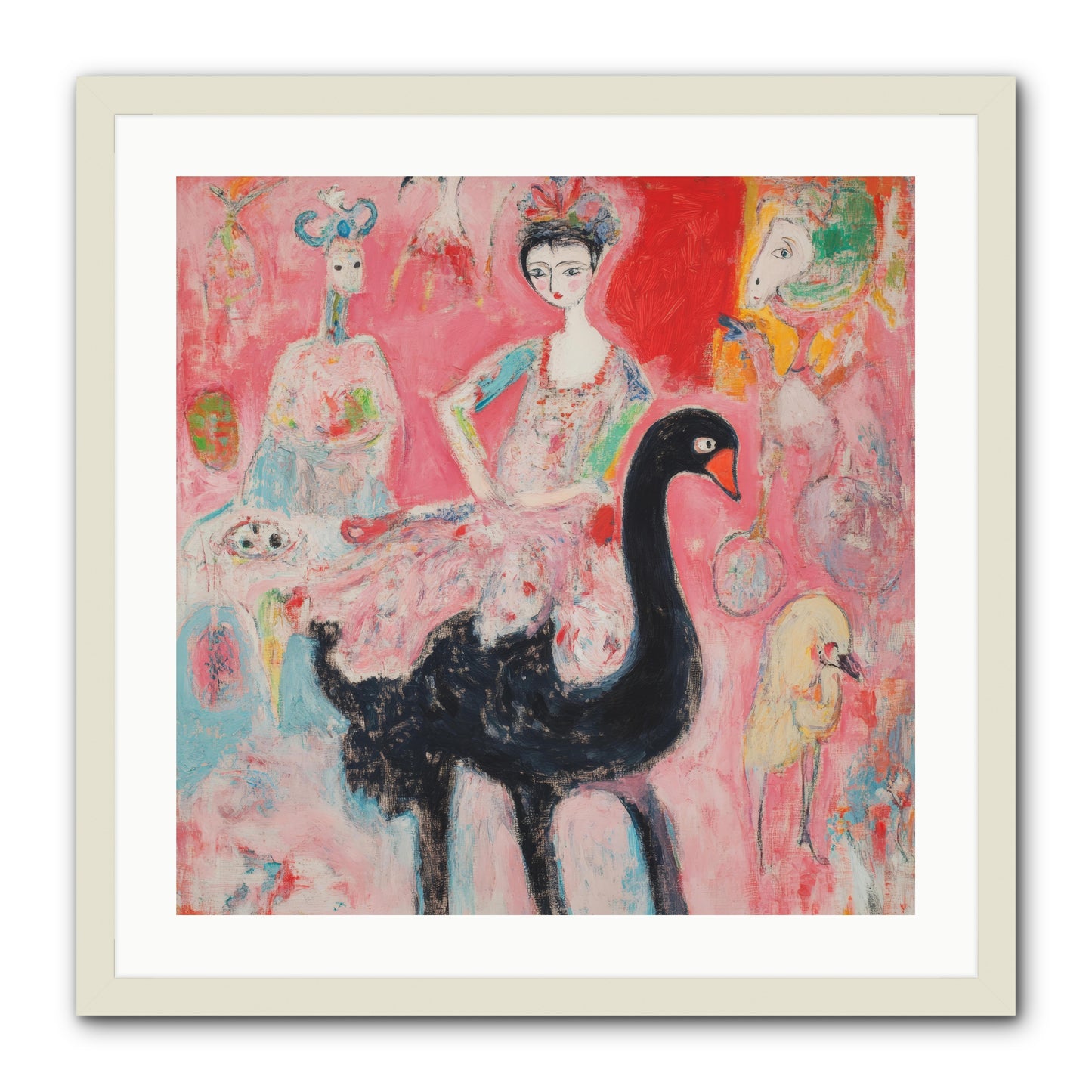 Feathers Wore Crowns -- Framed Print - White 24x24