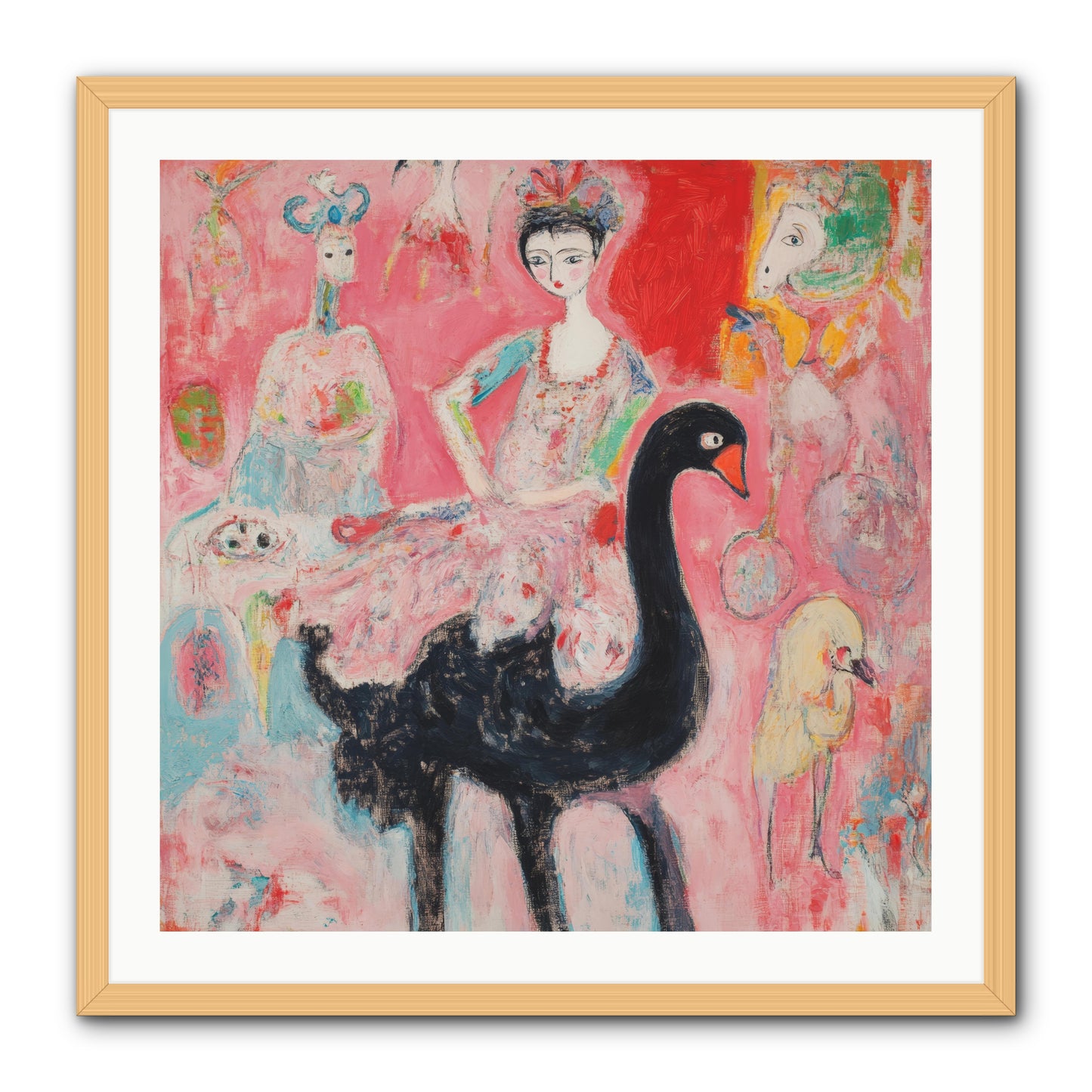 Feathers Wore Crowns -- Framed Print - Natural 30x30