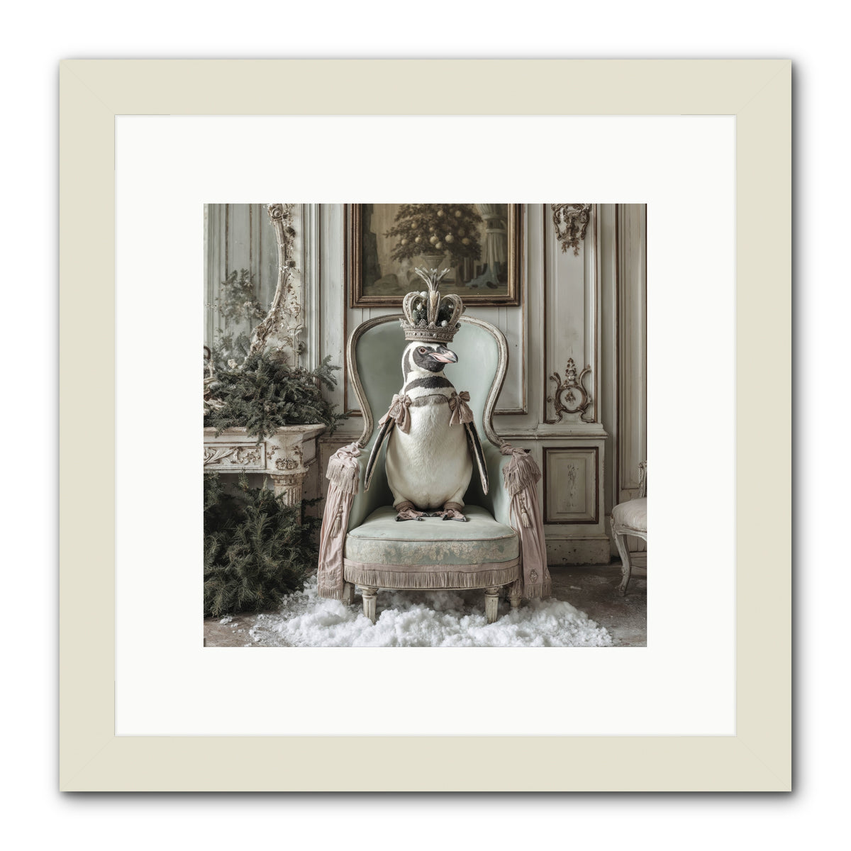 Festive In Feathers -- Framed Print - White 10x10