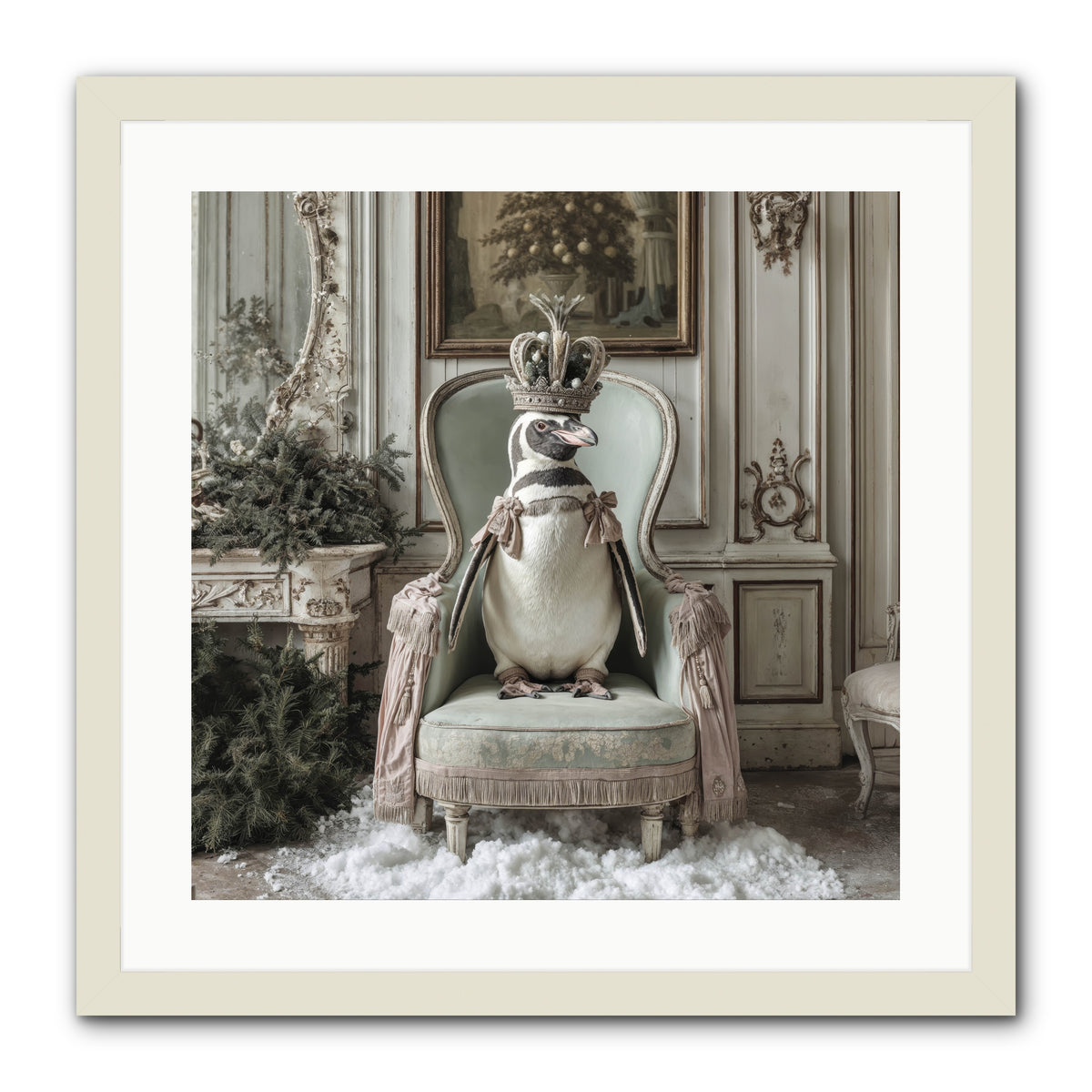 Festive In Feathers -- Framed Print - White 20x20