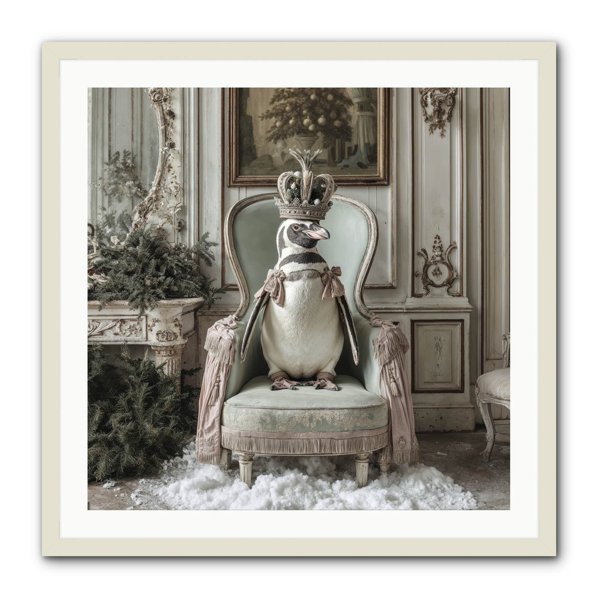 Festive In Feathers -- Framed Print - White 30x30