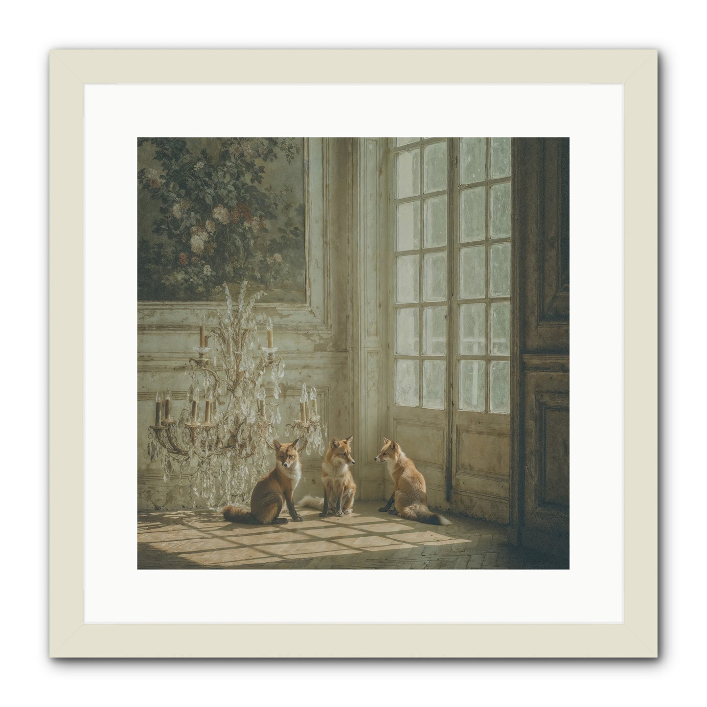 Fieldhouse Morning -- Framed Print - White 16x16