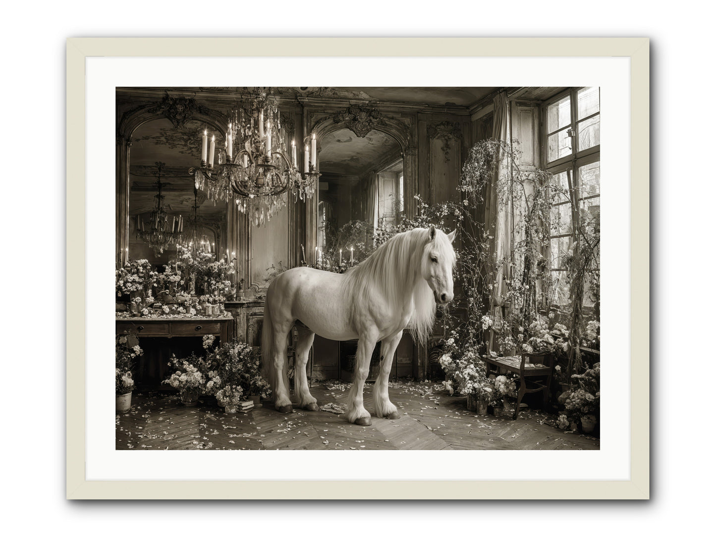 Fieldstone Parlor -- Framed Print - White 32x24