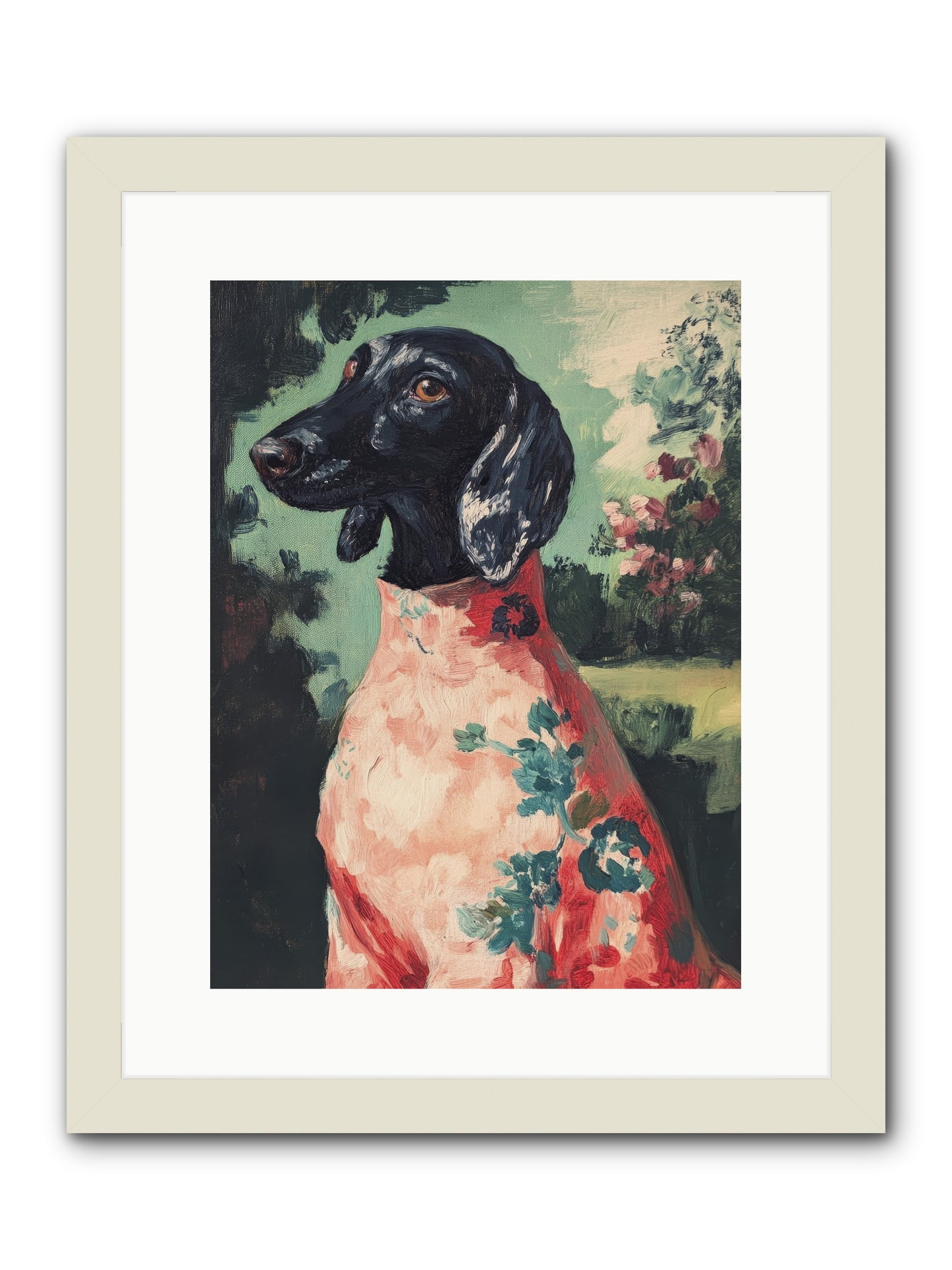 Finery and Flowers -- Framed Print - White 12x16