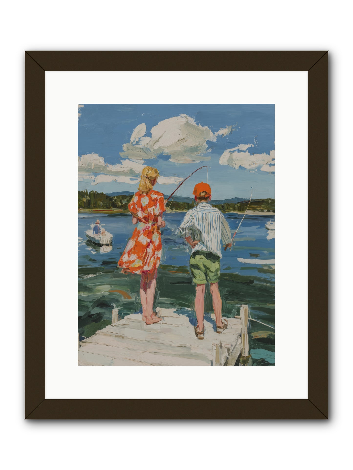 First Light Fisher -- Framed Print - Black 12x16