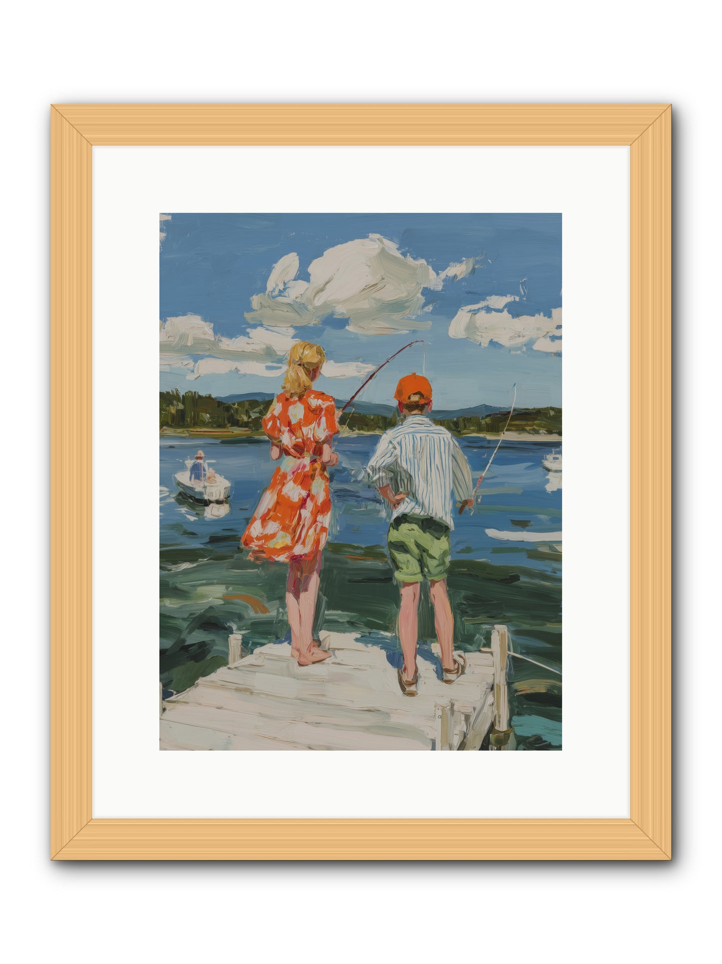 First Light Fisher -- Framed Print - Natural 12x16