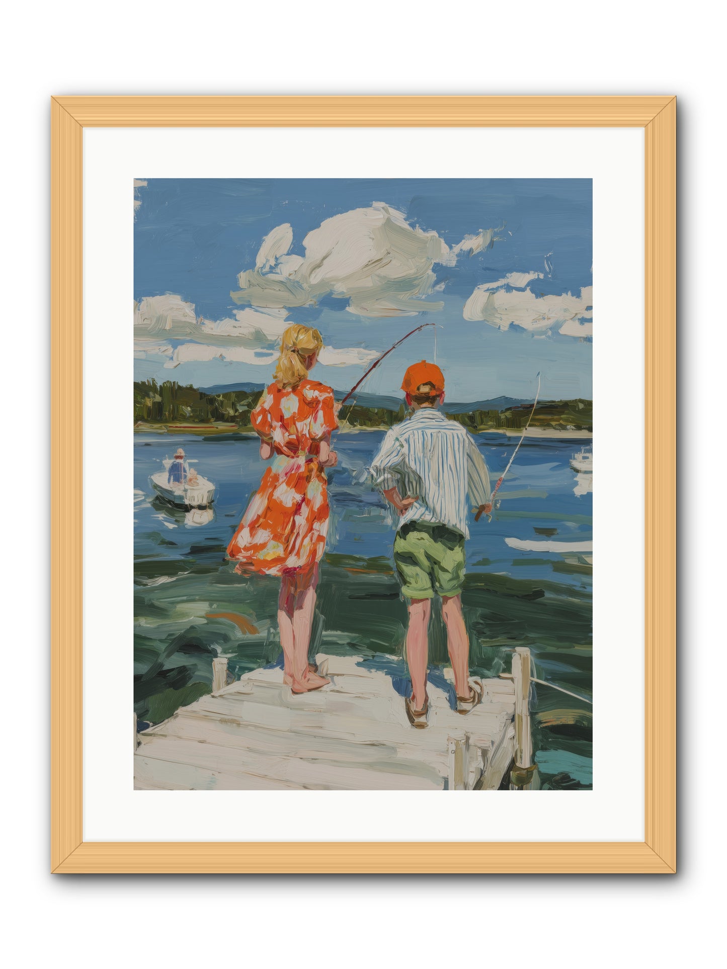 First Light Fisher -- Framed Print - Natural 18x24
