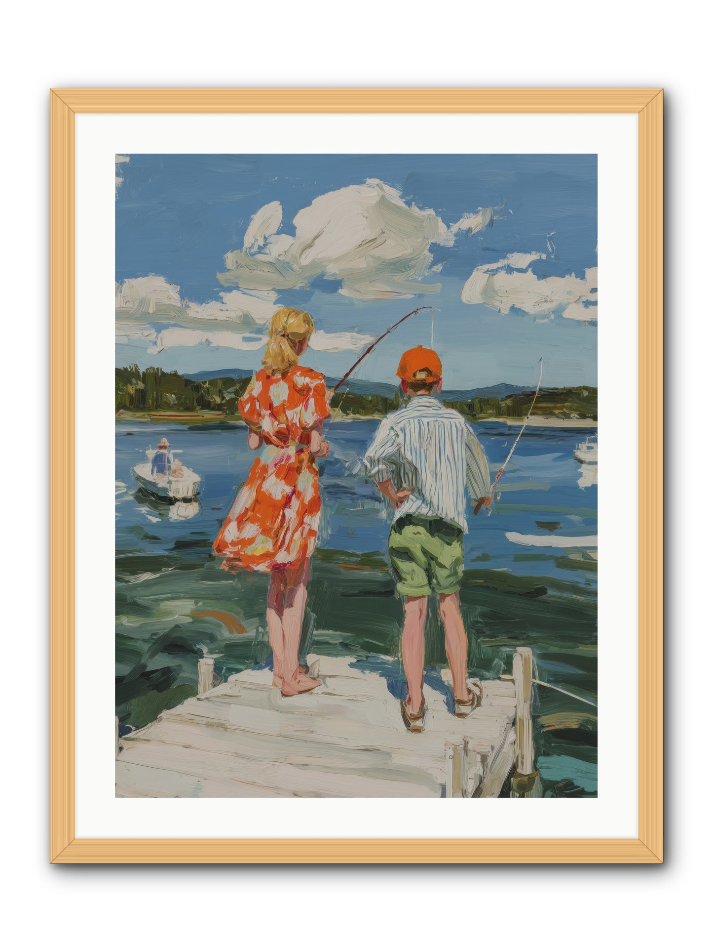 First Light Fisher -- Framed Print - Natural 24x32