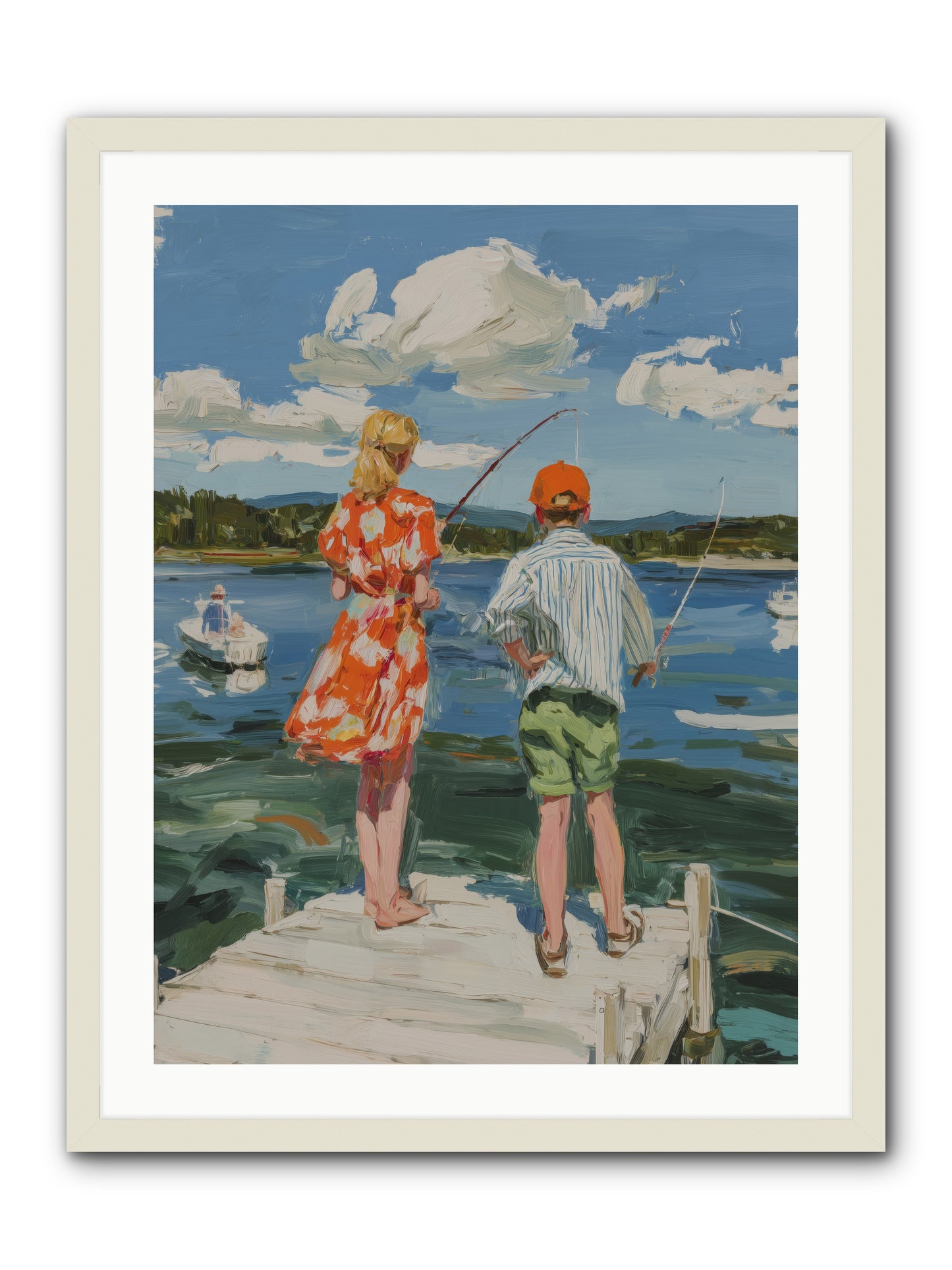 First Light Fisher -- Framed Print - White 24x32