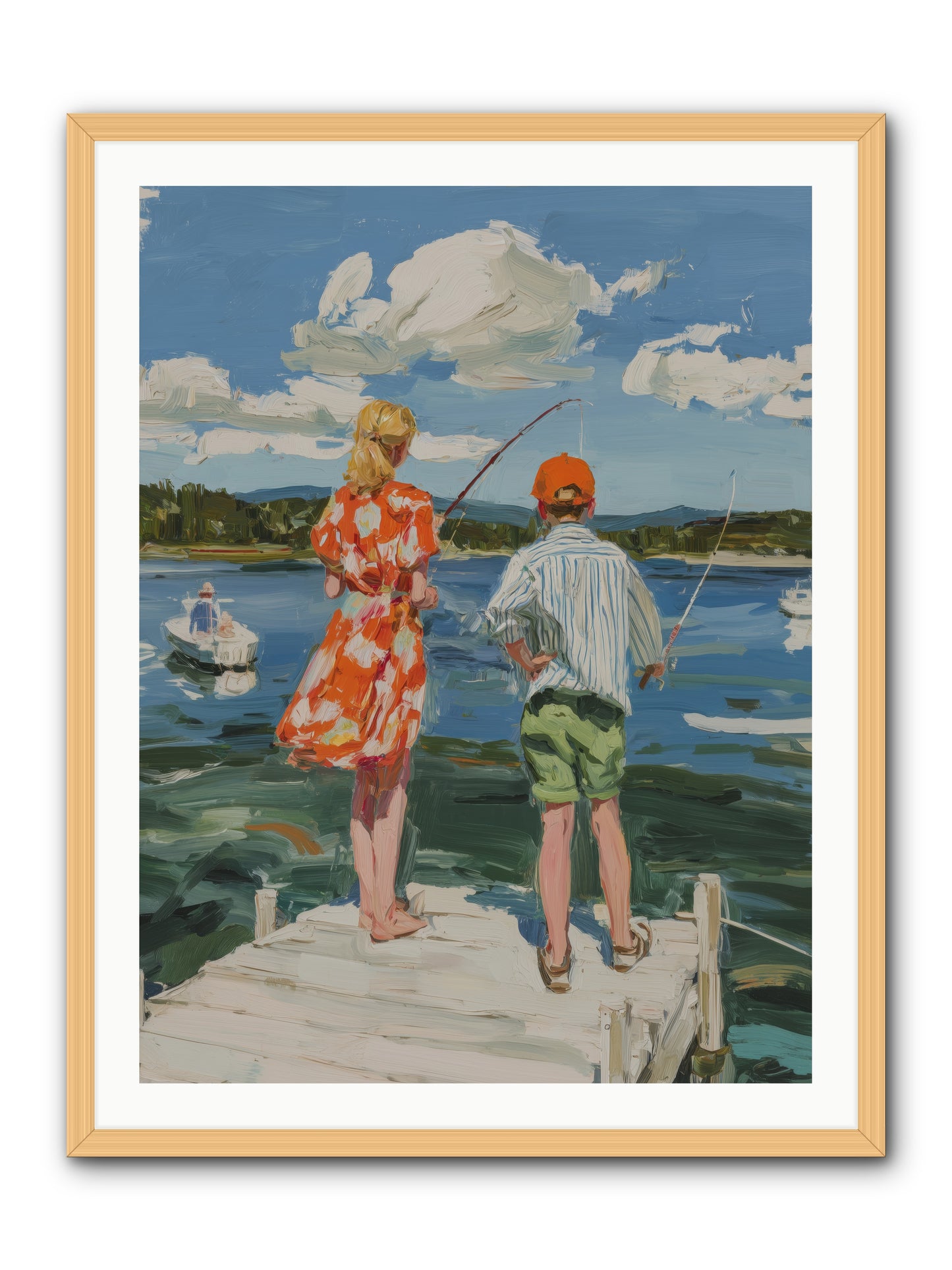First Light Fisher -- Framed Print - Natural 30x40