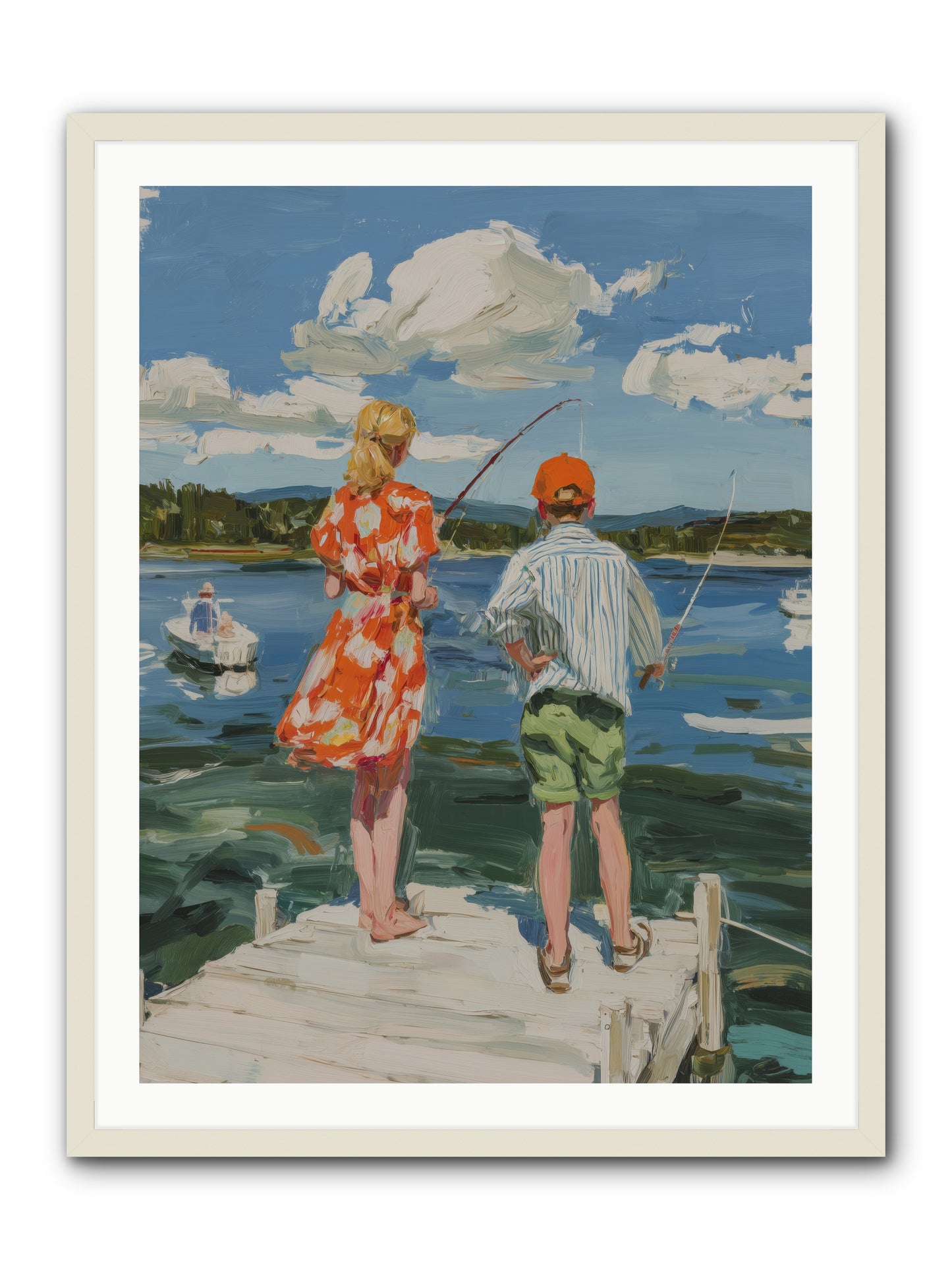 First Light Fisher -- Framed Print - White 30x40