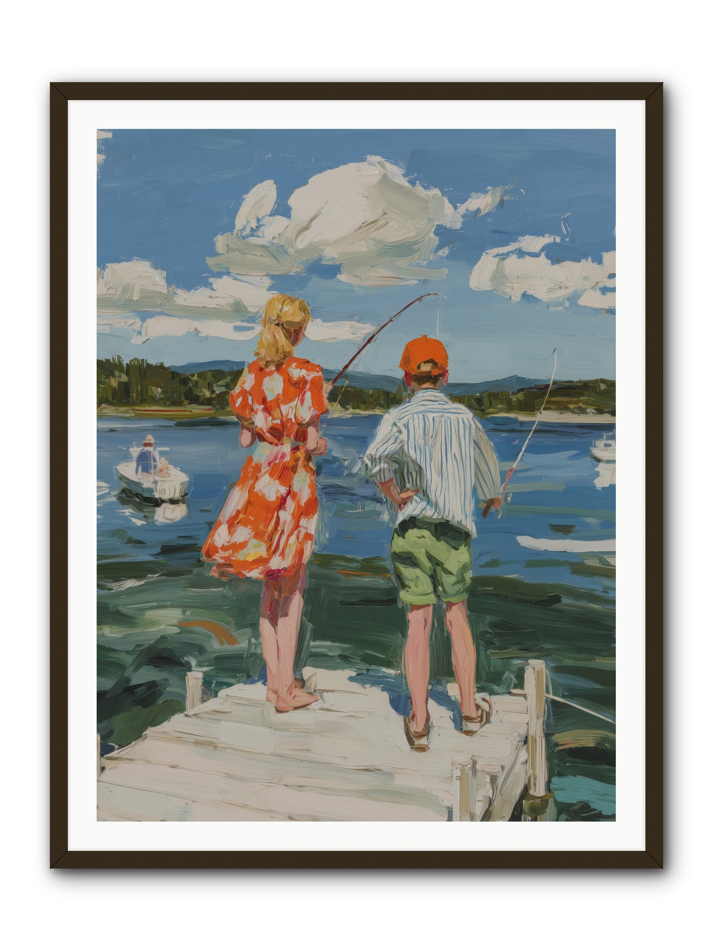 First Light Fisher -- Framed Print - Black 36x48