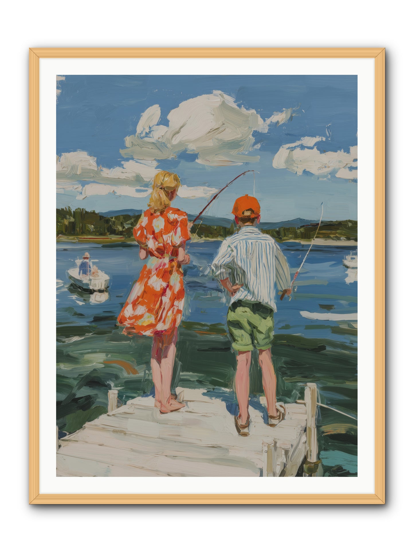 First Light Fisher -- Framed Print - Natural 36x48