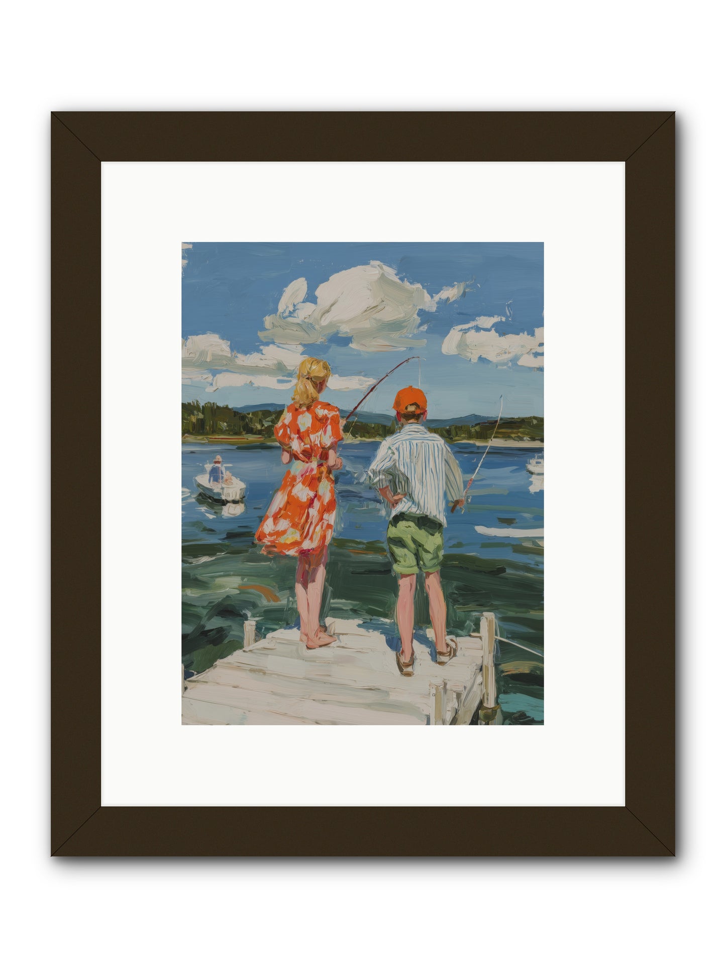 First Light Fisher -- Framed Print - Black 9x12