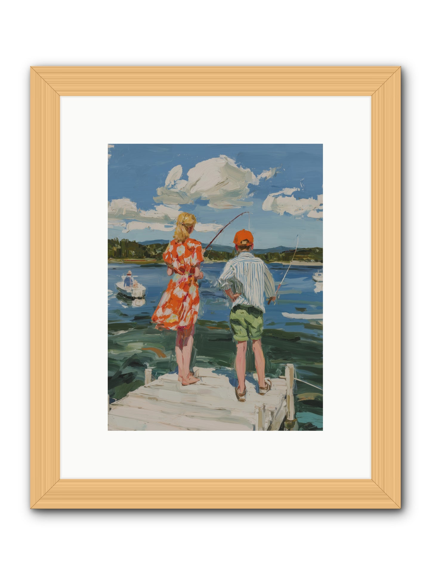First Light Fisher -- Framed Print - Natural 9x12