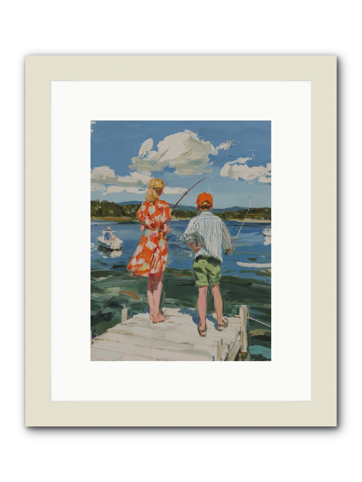 First Light Fisher -- Framed Print - White 9x12