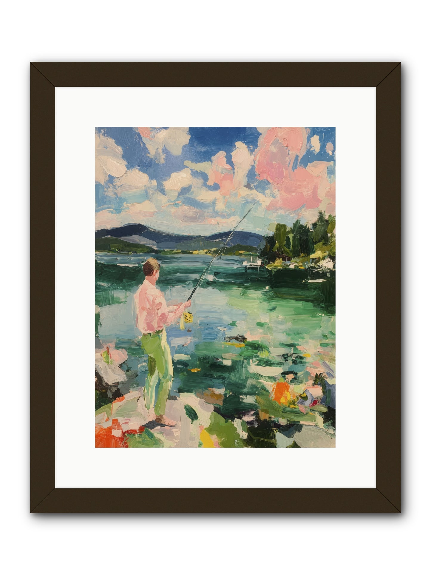 Fishing Hour Glory -- Framed Print - Black 12x16