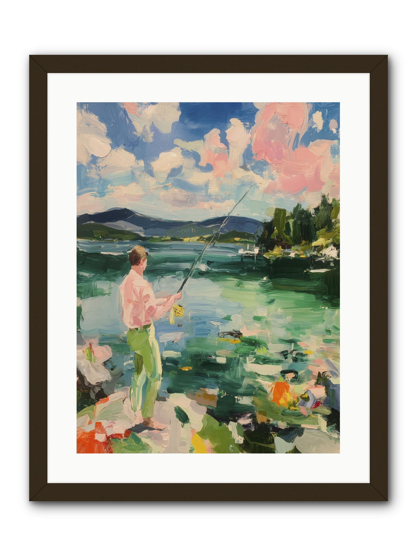 Fishing Hour Glory -- Framed Print - Black 18x24