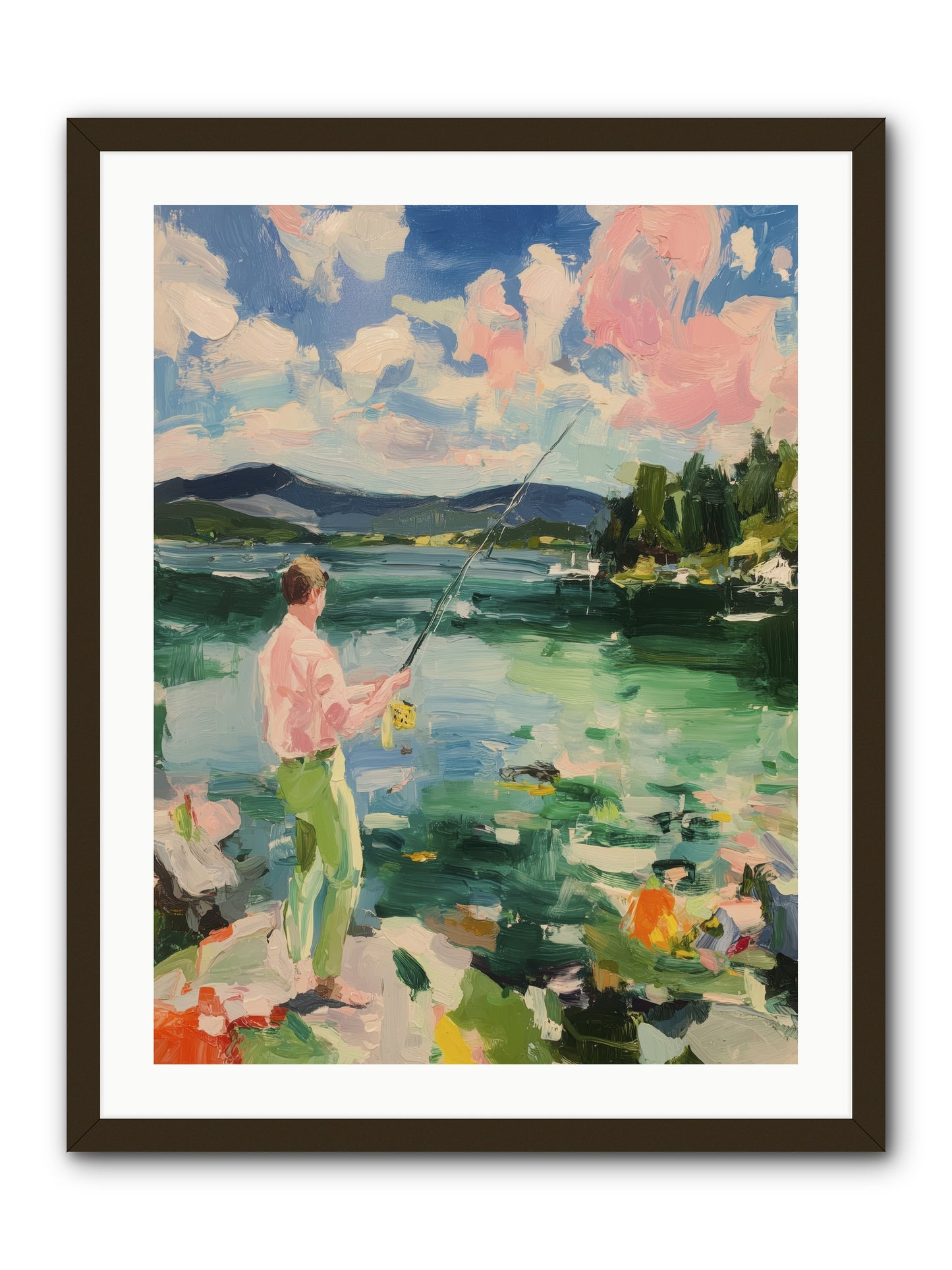 Fishing Hour Glory -- Framed Print - Black 24x32