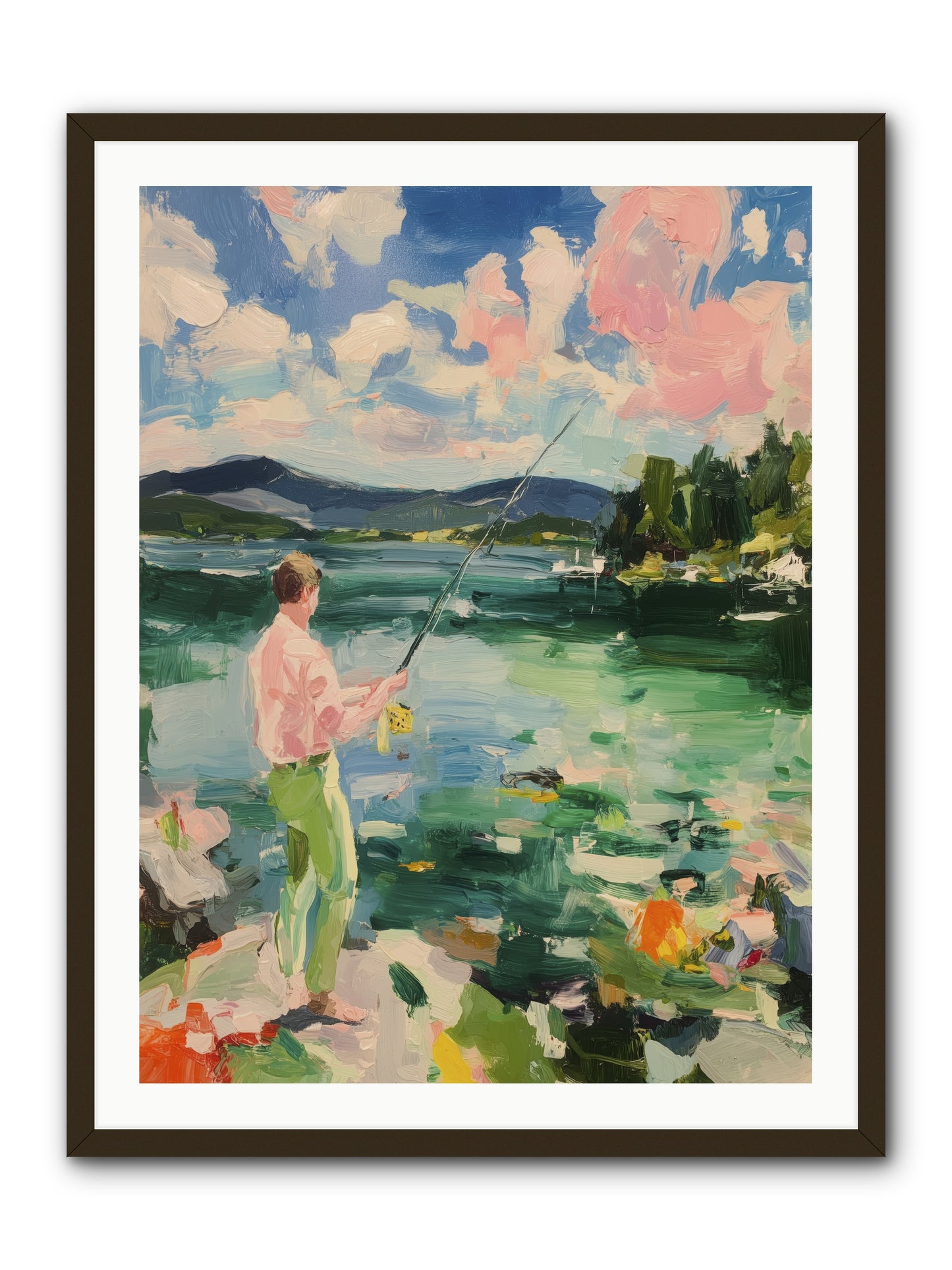 Fishing Hour Glory -- Framed Print - Black 30x40