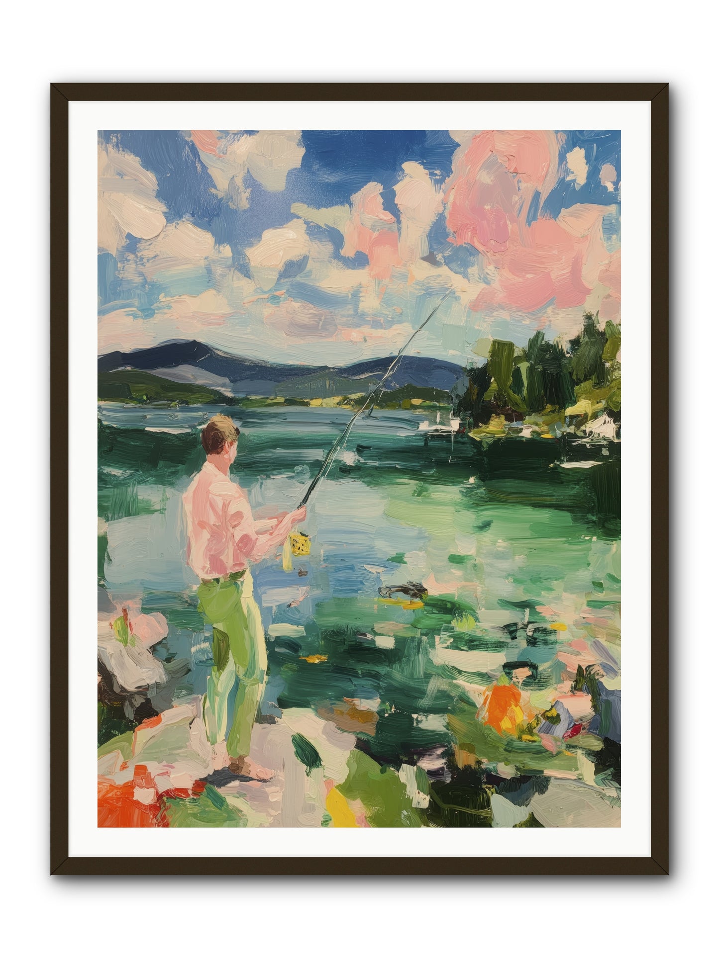Fishing Hour Glory -- Framed Print - Black 36x48